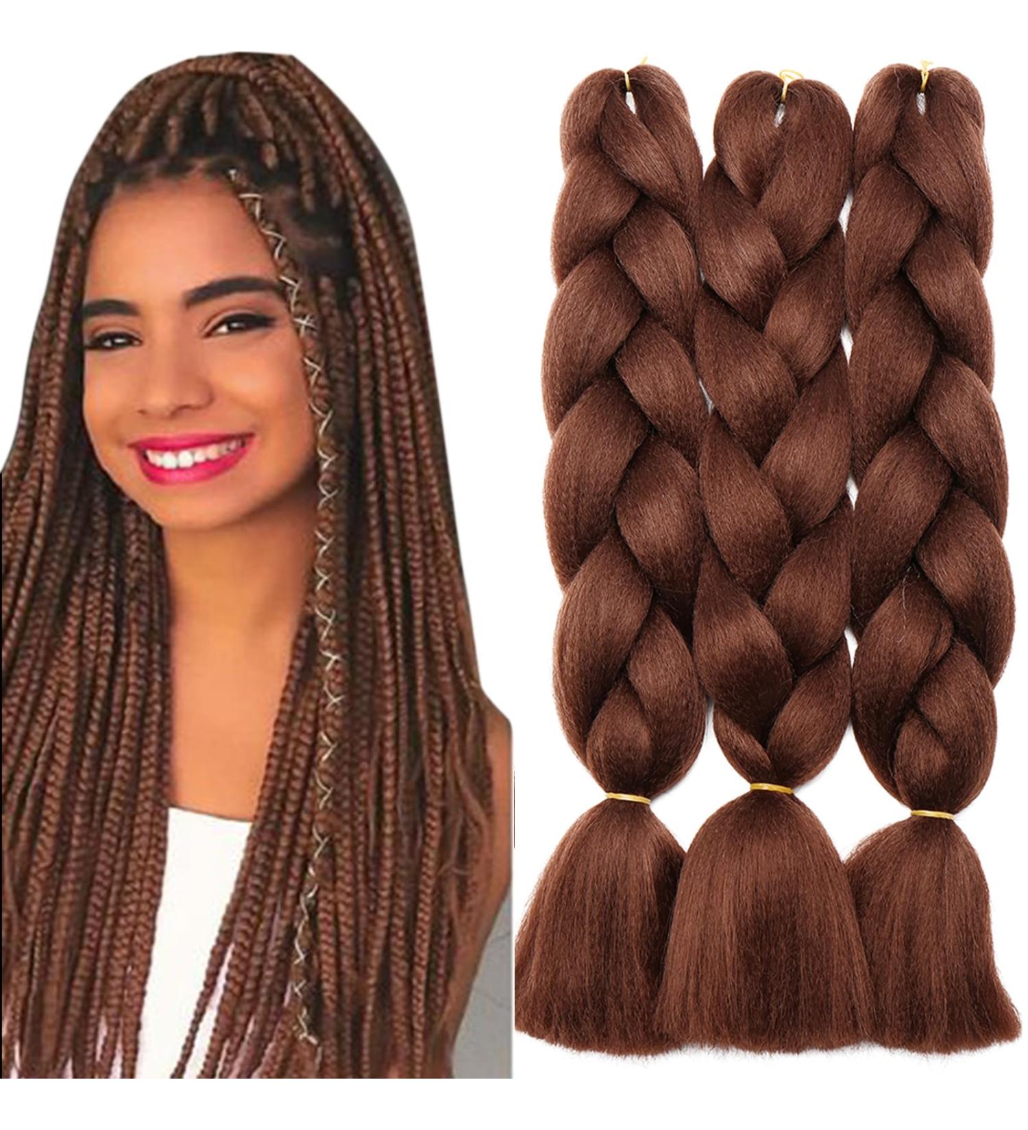 Shop Tess Braids Extensions - 60 cm Chocolate Brown Jumbo Kanekalon Hair - 3 Pack Braid Extensions for Box Braids - Buy Online on GoSupps.com