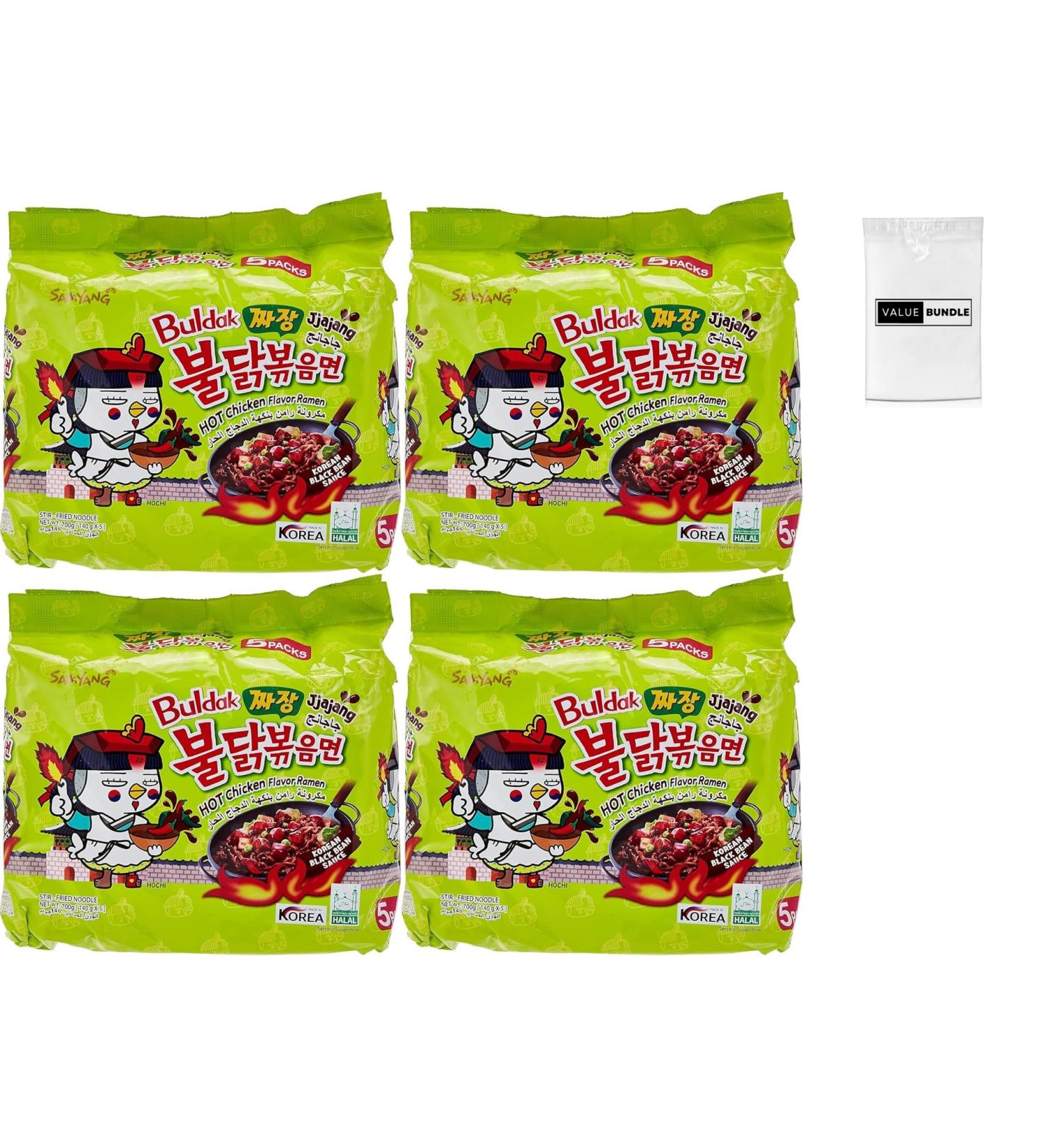 Value Bundle: SAMYANG Noodles - Hot Chicken Flavour Ramen Noodles - Buldak Noodles - Buldak Ramen - Instant Noodles - Instant Ramen - Korean Food - Custom Value Bundle Branded Pack of 20 Total (4 PACK JJAJANG) JJAJANG 4 PACK - Buy Online on GoSupps.com