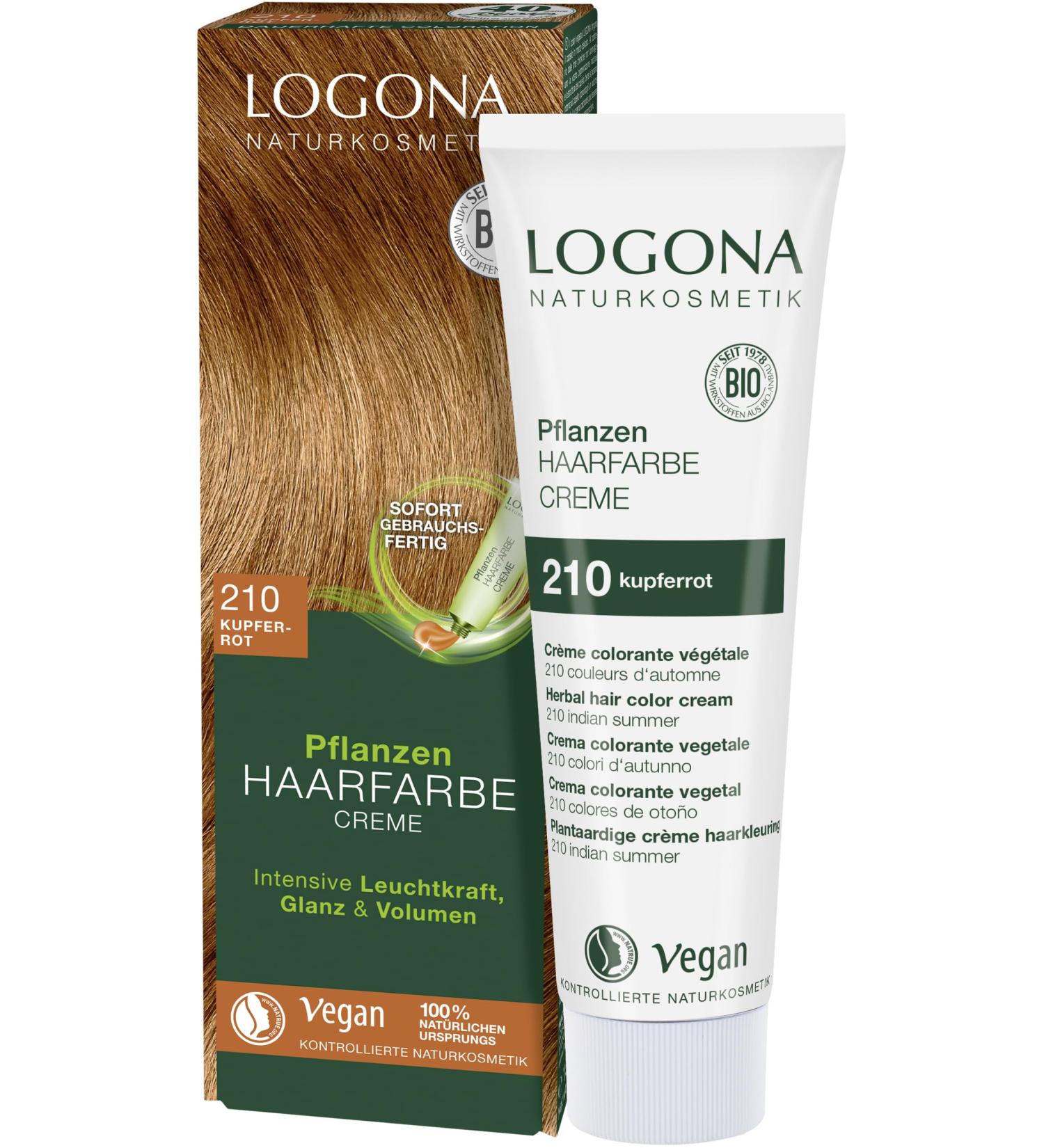 Buy Logona Natural Plant Hair Color 210 Copper Red - Vegan & Henna-Based Permanent Color Cream for Shiny Hair | 150ml - Indian Summer - Buy Online on GoSupps.com