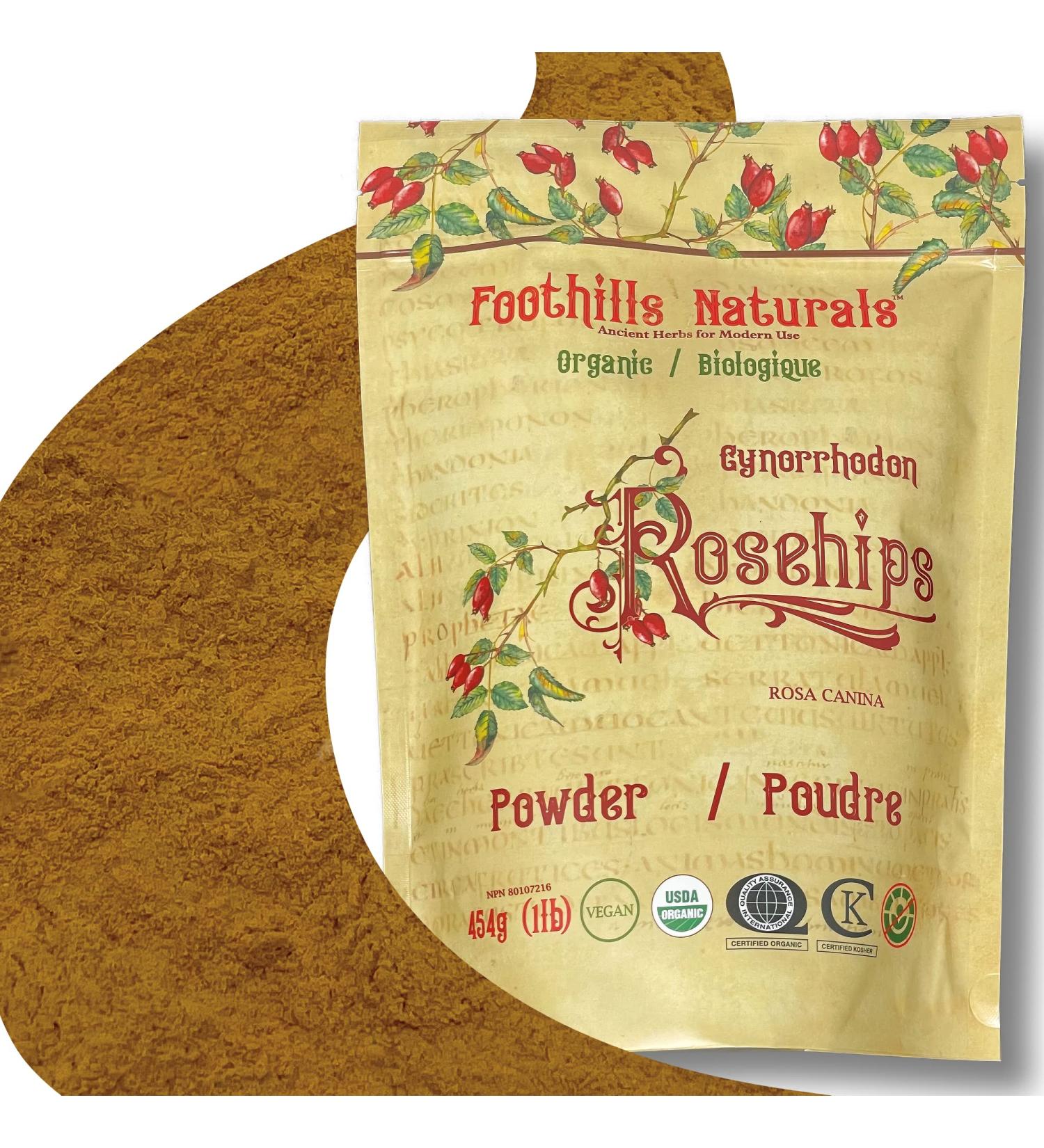 Foothills Naturals Rosehips Powder Organic - 1Lb (454g) 400+ Servings Antioxidants Cosmetics - Buy Online on GoSupps.com