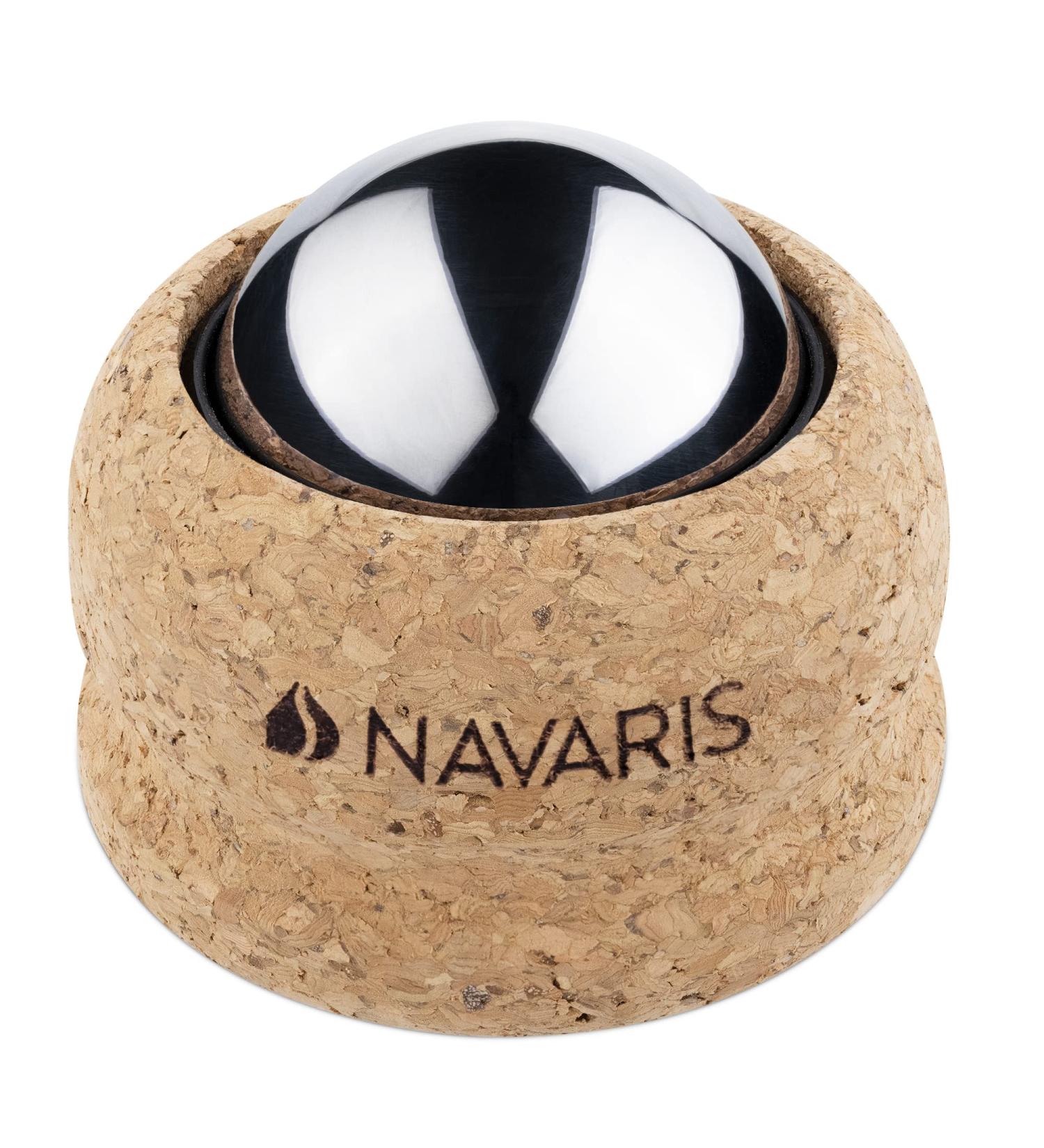 Navaris Massage Ball with Cork Bracket - Versatile Hot & Cold Fascia Roller for Back and Neck Relief - Buy Online on GoSupps.com