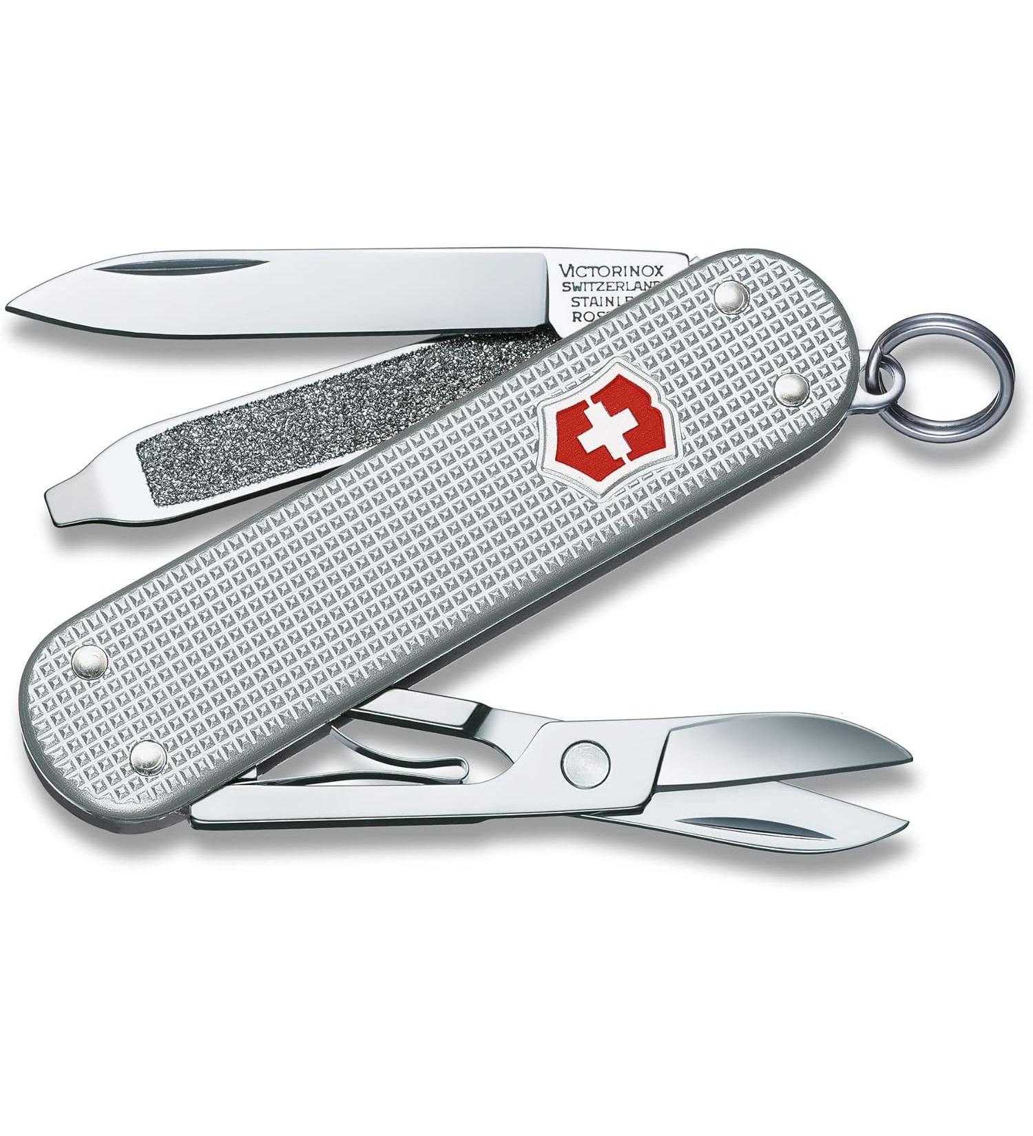 Victorinox Classic SD Alox Swiss Army Knife Compact 5 Functions Swiss Made Pocket Knife with Small Blade Screwdriver and Key Ring - Silver - Buy Online on GoSupps.com