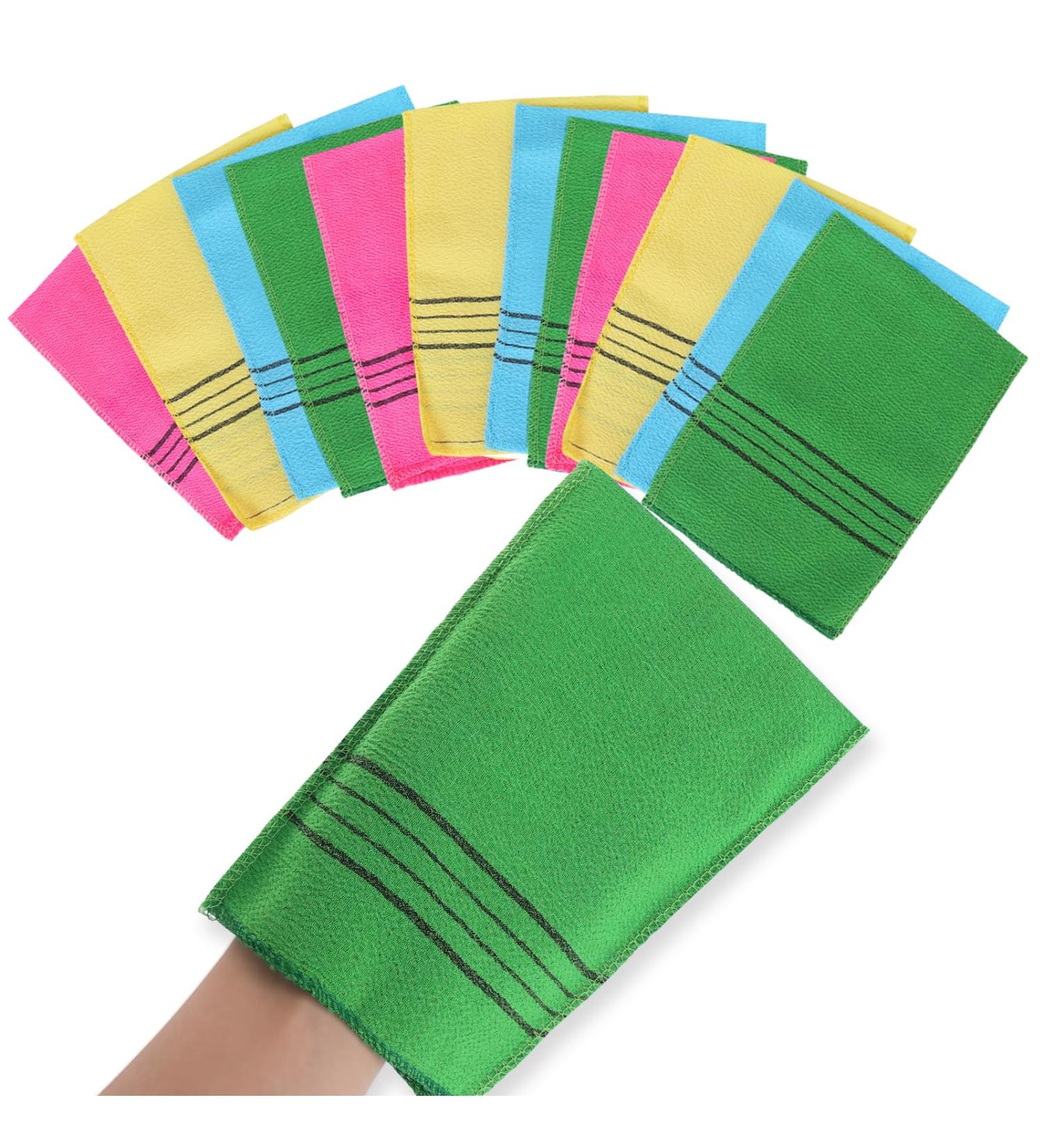 Wllhyf Korean Peeling Gloves - 12 Pieces | Colorful Reusable Bathing Towels for Deep Cleaning & Exfoliating Dead Skin Cells - Buy Online on GoSupps.com