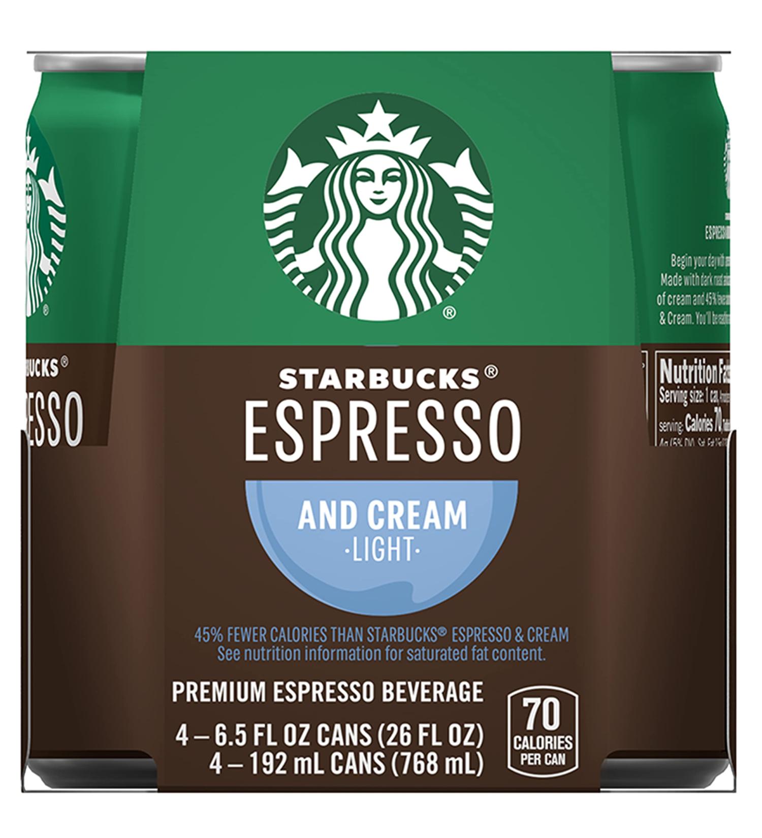 Starbucks Double Shot Espresso & Cream Light Coffee Drink - 4 Count, 6.5 Fl Oz Each - Buy Online on GoSupps.com