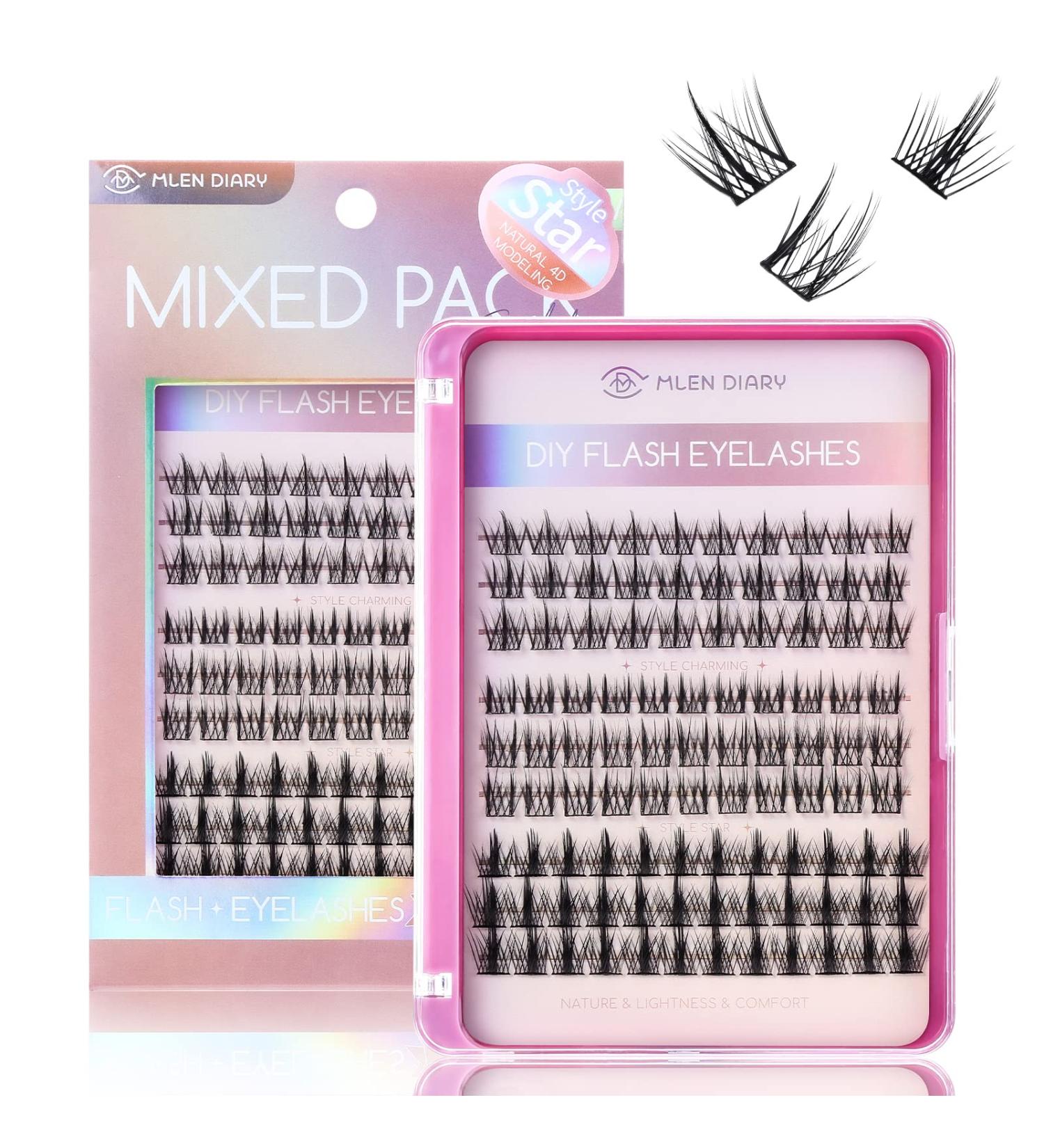 Lash Clusters DIY Eyelash Extenisons Natural Look Wispy Clusters Lashes D Curl Individual Lashes DIY at Home Wispy Fluffy Lash Extensions Reusable Individuals (3 IN1) Black - Buy Online on GoSupps.com