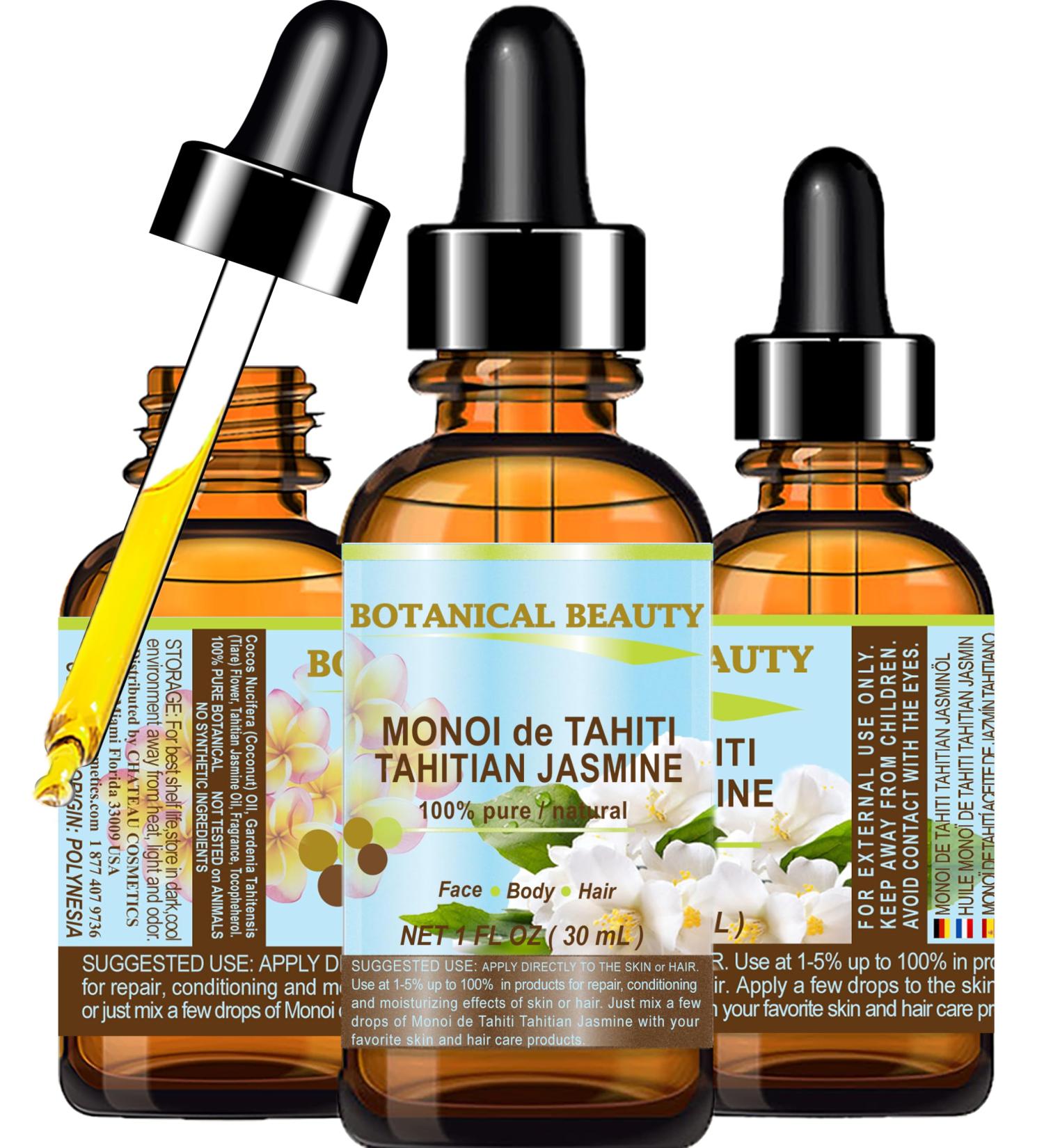 Botanical Beauty MONOI de TAHITI TAHITIAN JASMINE OIL Natural PURE BOTANICALS. 1 Fl.oz.- 30 ml. For Skin Hair and Nail Care. - Buy Online on GoSupps.com