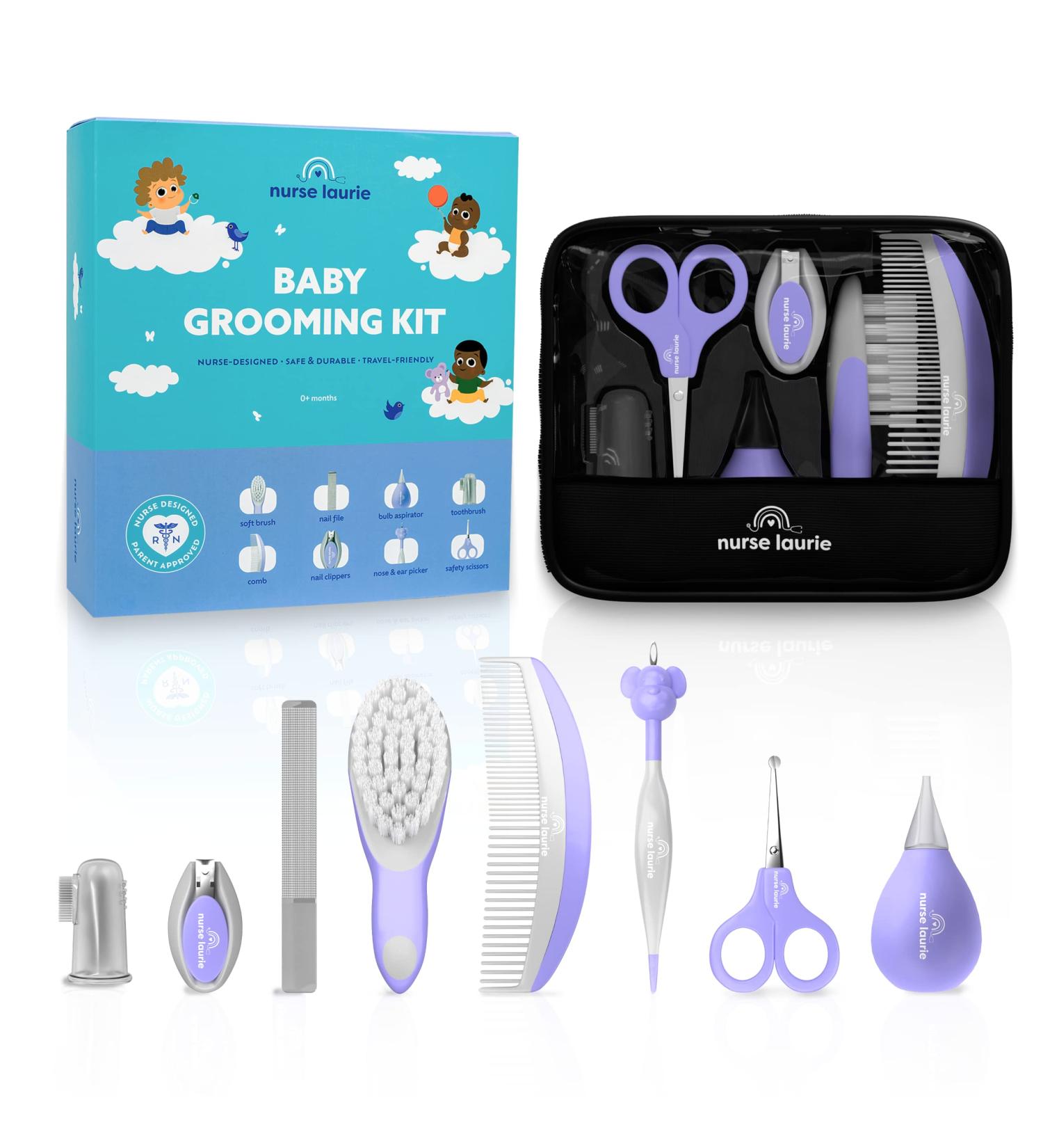 9-in-1 Baby Grooming Kit for Newborn Boys & Girls - Complete Infant Care Set with First Aid, Bath, Cradle Cap, Hygiene, Hair, Nail, Safety & Healthcare Essentials - Pediatric Nurse & Mom Designed - Purple - Buy Online on GoSupps.com