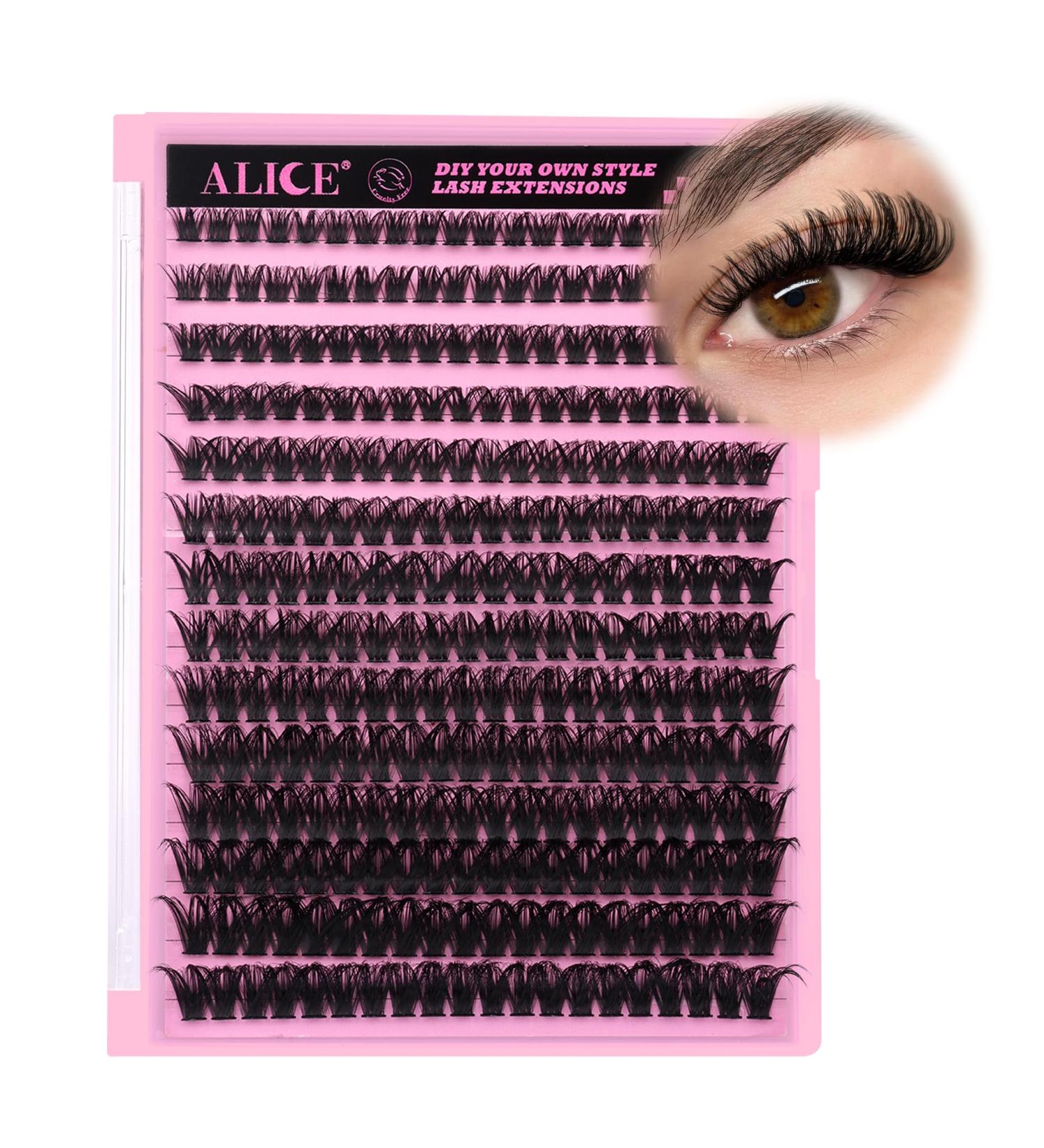 280Pcs DIY Wispy Individual Eyelash Extensions - 8-16MM Fluffy D Curl Lash Clusters by ALICE F22 - Perfect for Home Use - Buy Online on GoSupps.com