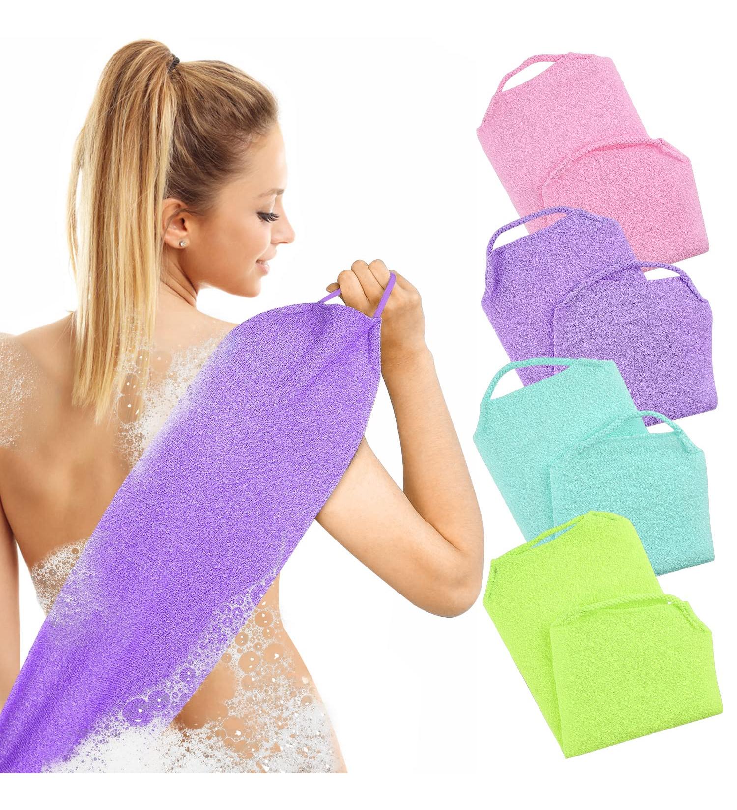 4-Pack Nylon Back Exfoliator with Handles - Exfoliating Scrubber Towel for Body Shower - Buy Online on GoSupps.com
