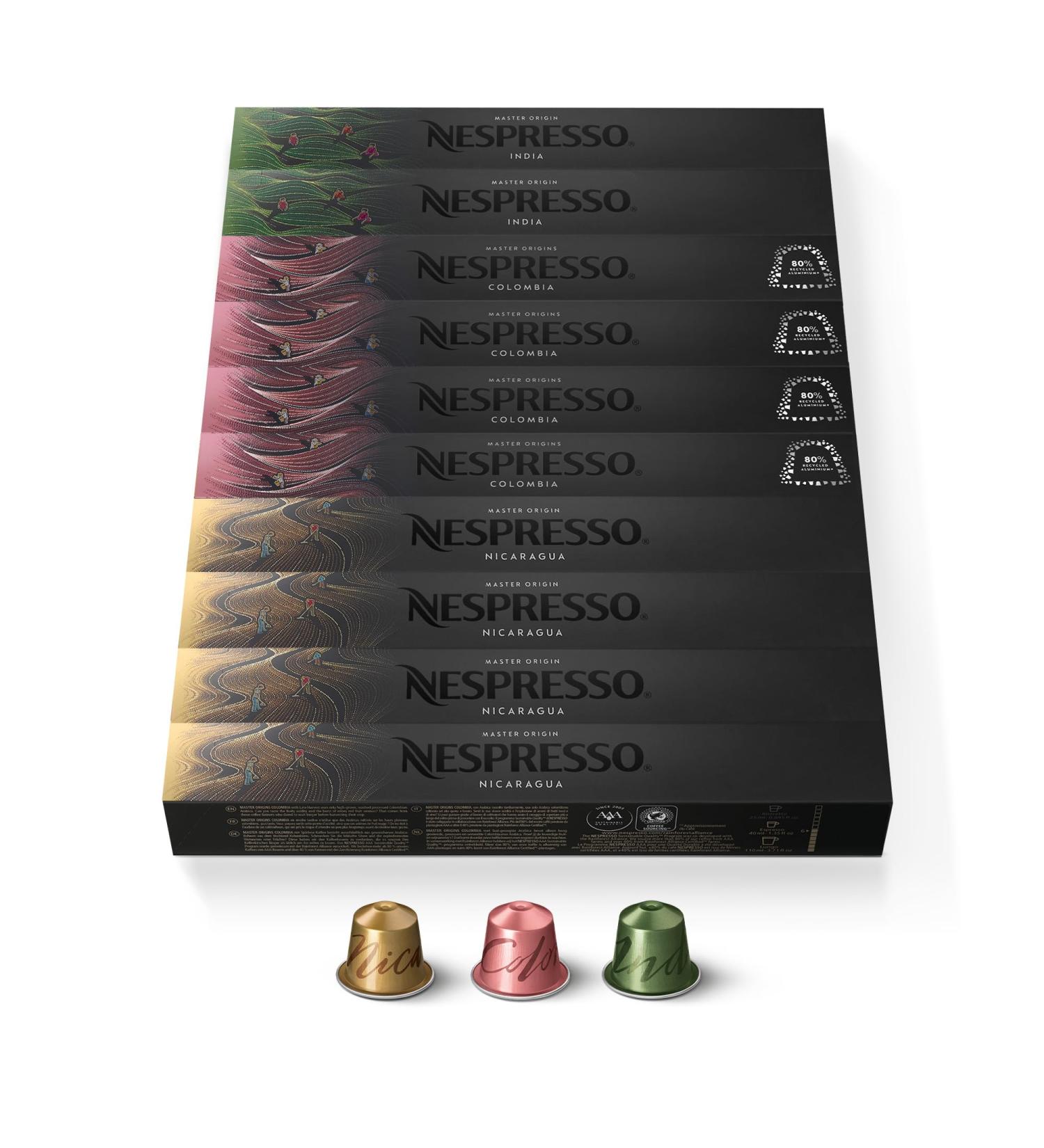  Nespresso Nespresso Original - Assortiment Master Origins 100 Capsules de caf - 20x Indonesia Organic 20x India 20x Colombia 20x Nicaragua 20x Peru Organic - Buy Online on GoSupps.com