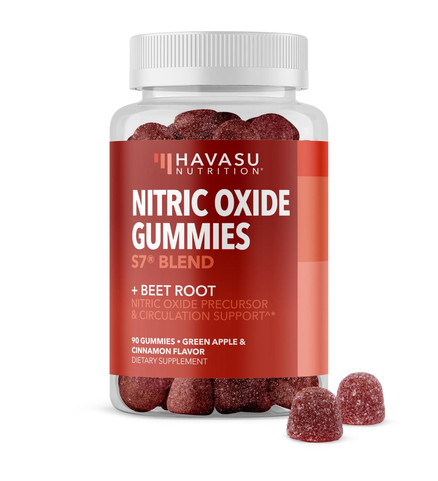 Nitric Oxide Gummies for Men & Women - L-Arginine & Beet Root Supplements - Vegan Gluten-Free Non-GMO - Green Apple & Cinnamon Flavor - 90 Count - Buy Online on GoSupps.com