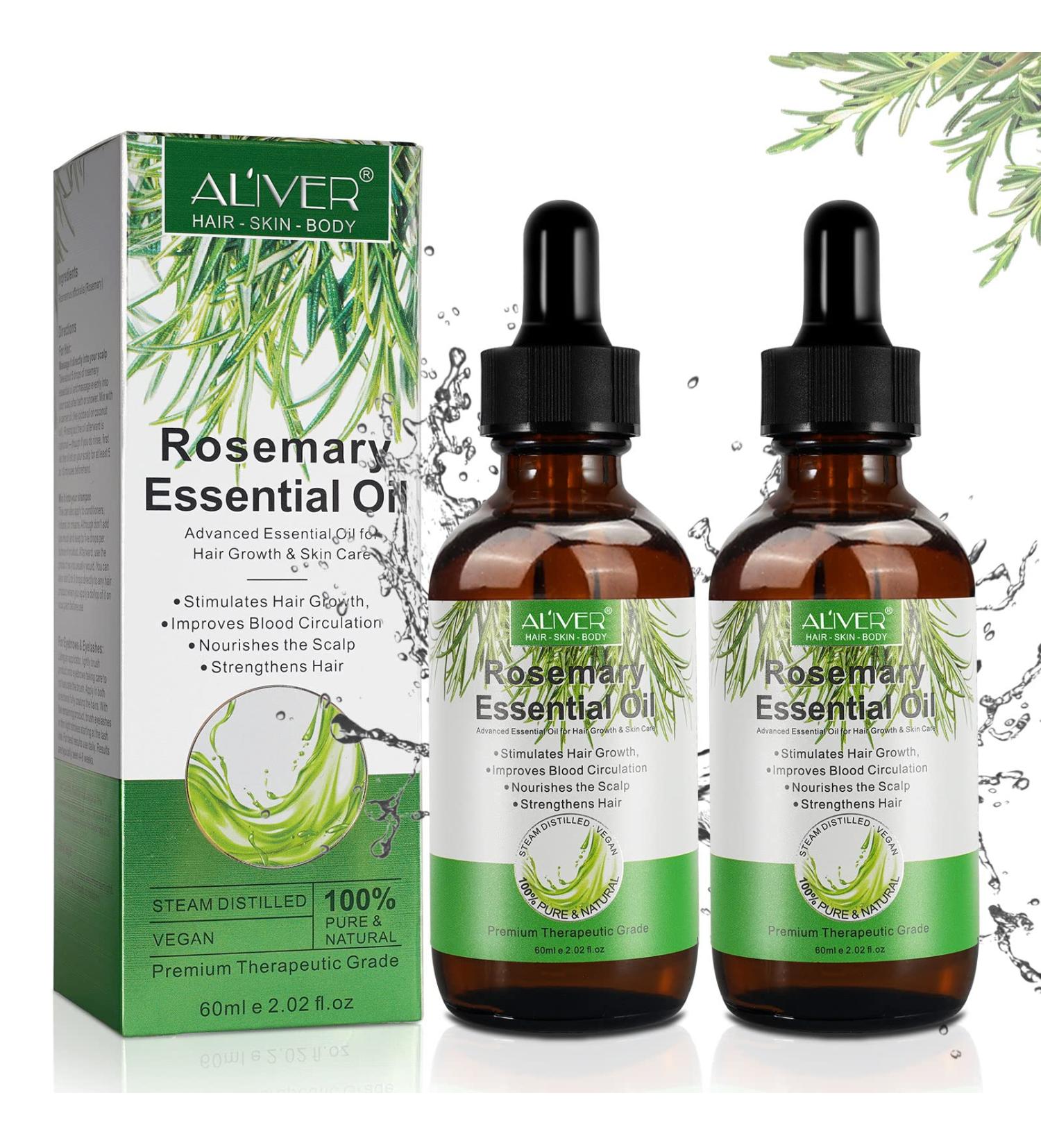Rosemary Essential Oil for Hair Growth - 2 x 60ml | Stimulate Hair Growth Scalp Massage Aromatherapy & Diffuser Use - Buy Online on GoSupps.com