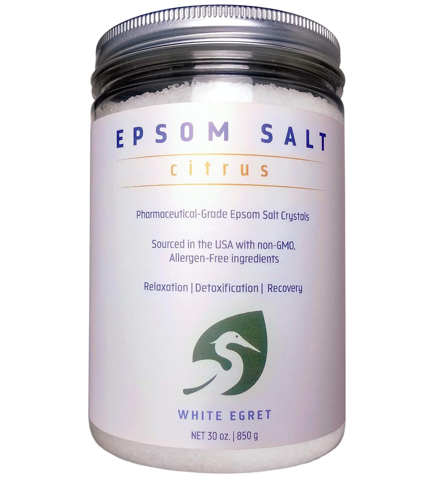 Buy White Egret Citrus Pharmaceutical Grade Epsom Salt 30oz - Premium Epsom Salt for Wellness & Relaxation - International Shipping Available - Buy Online on GoSupps.com