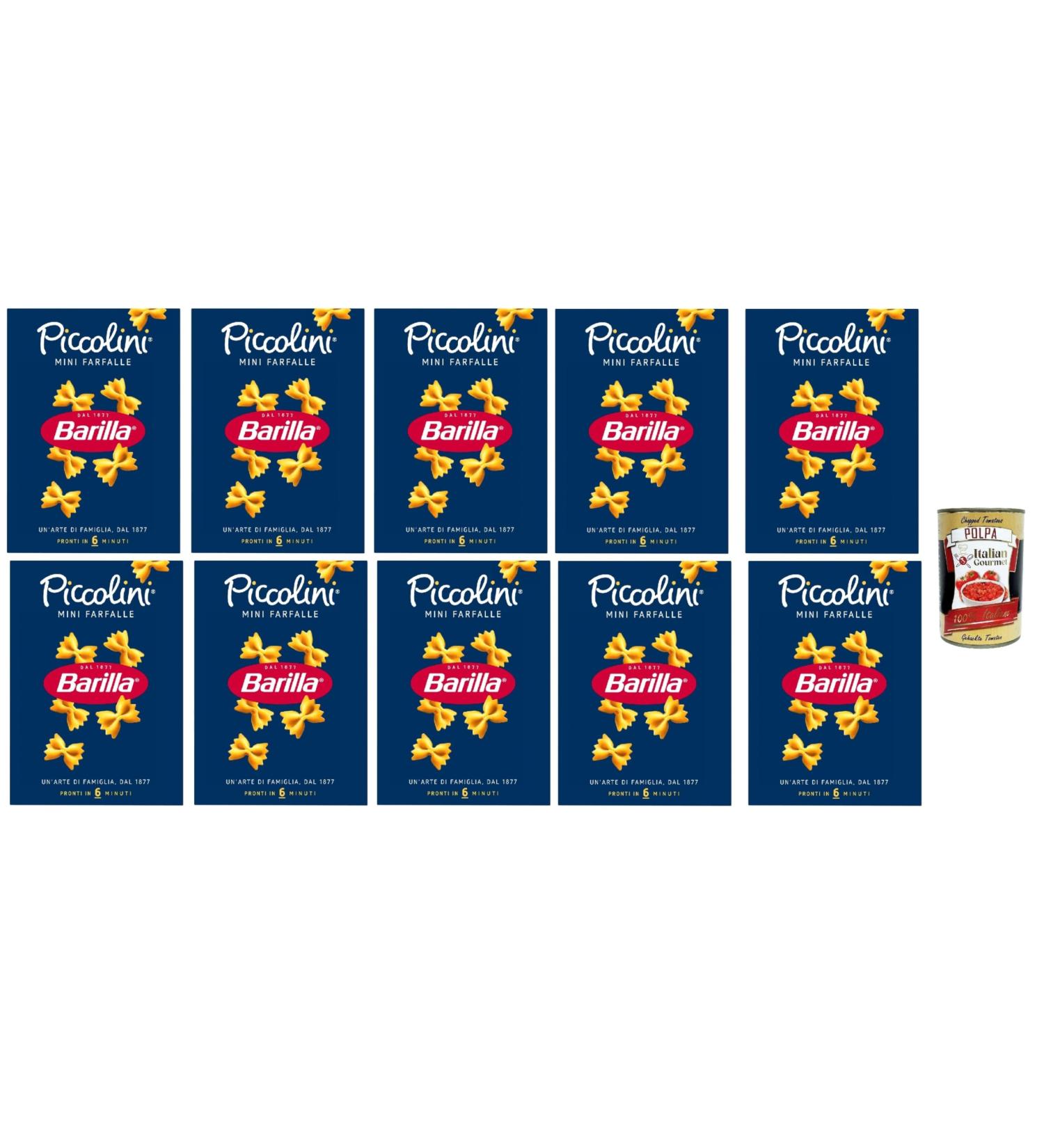 Barilla Piccolini Mini Farfalle small butterfly pasta for children and quick kitchen cooking time 6 minutes 100 durum wheat semolina ideal for sauces salads and soups 10 x 500 g + Italian Gourmet - Buy Online on GoSupps.com