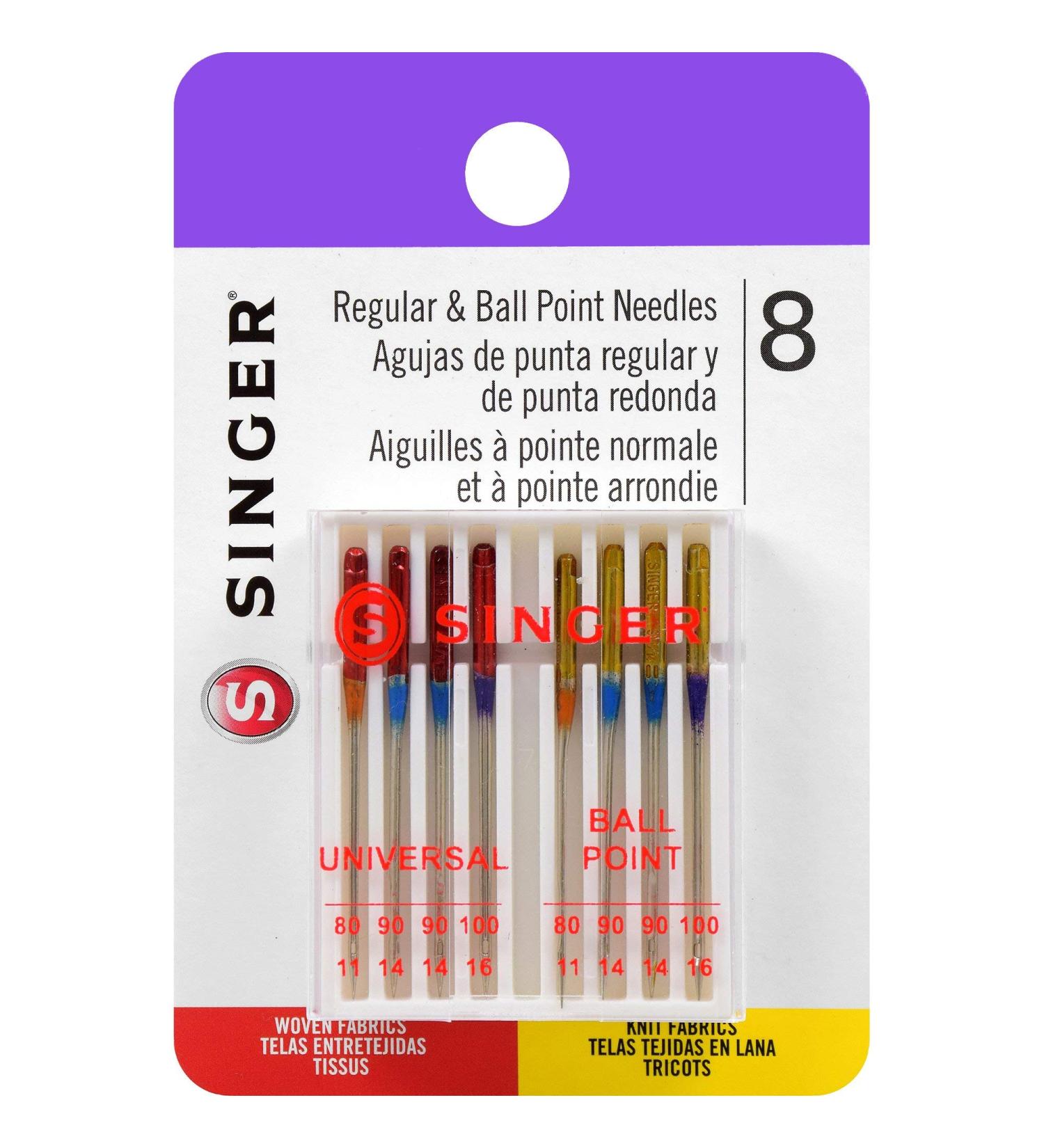 SINGER 04800 Universal Regular Point and Ball Point Sewing Machine Needles - Assorted Sizes 80/11, 90/14, 100/16 - 8 Count - Buy Online on GoSupps.com