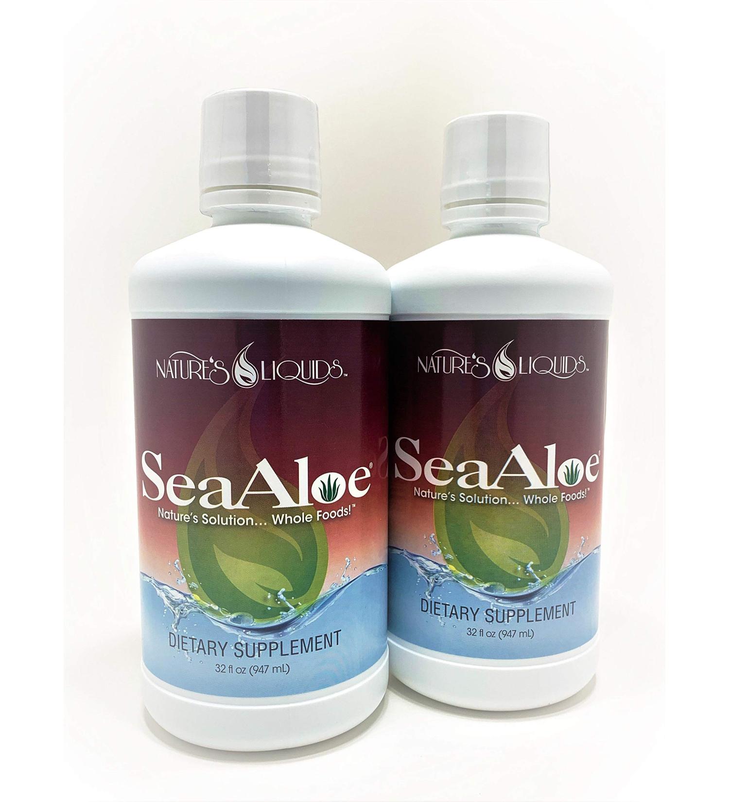 Nature's Liquids SeaAloe Liquid Whole Food 32 Oz - Multivitamin & Mineral Supplement With Aloe Vera, Sea Vegetables, Pau D'Arco for Digestion & Immune Support - 2 Bottles - Buy Online on GoSupps.com