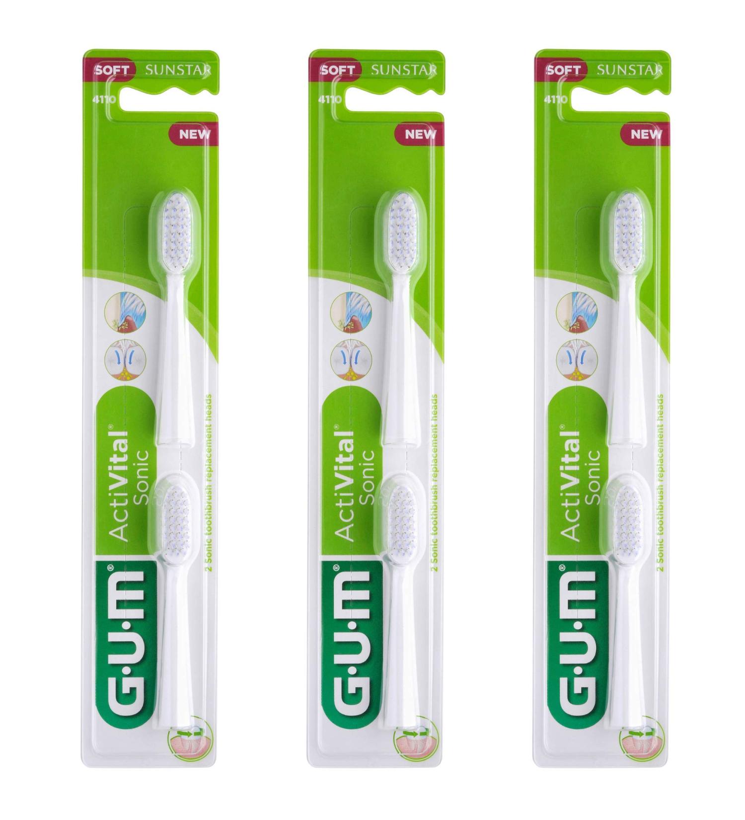 Buy GUM Activital Sonic Toothbrush Heads - 50% More Efficient Ultra-Spitz Bristles Battery Operated - 3 Pack (6 Pieces) for Superior Oral Care - Buy Online on GoSupps.com