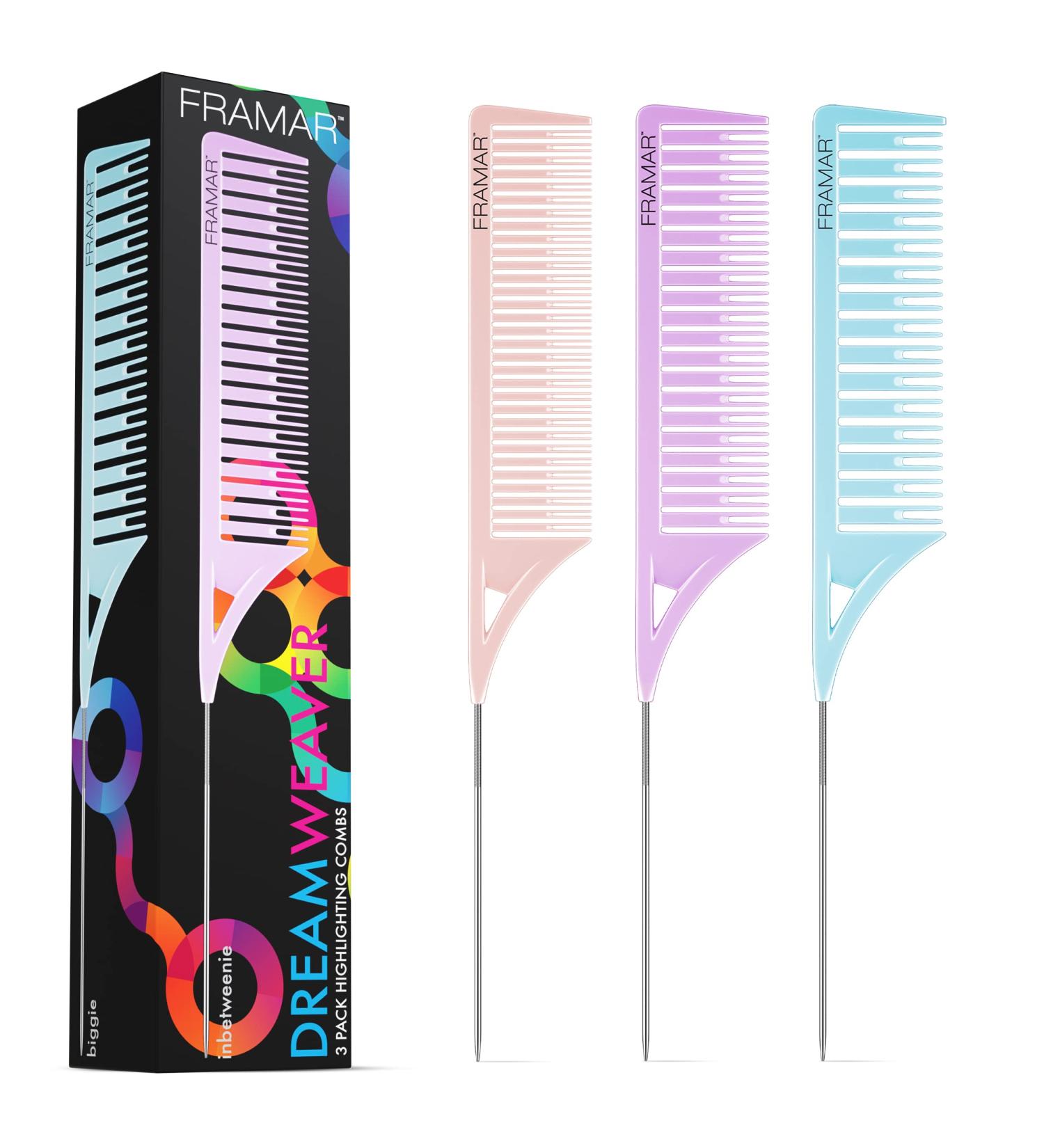 Framar Dreamweaver Highlight Comb Set - Hair Stylist Combs for Balayage & Hair Coloring with Metal Pick - Pastel - Buy Online on GoSupps.com