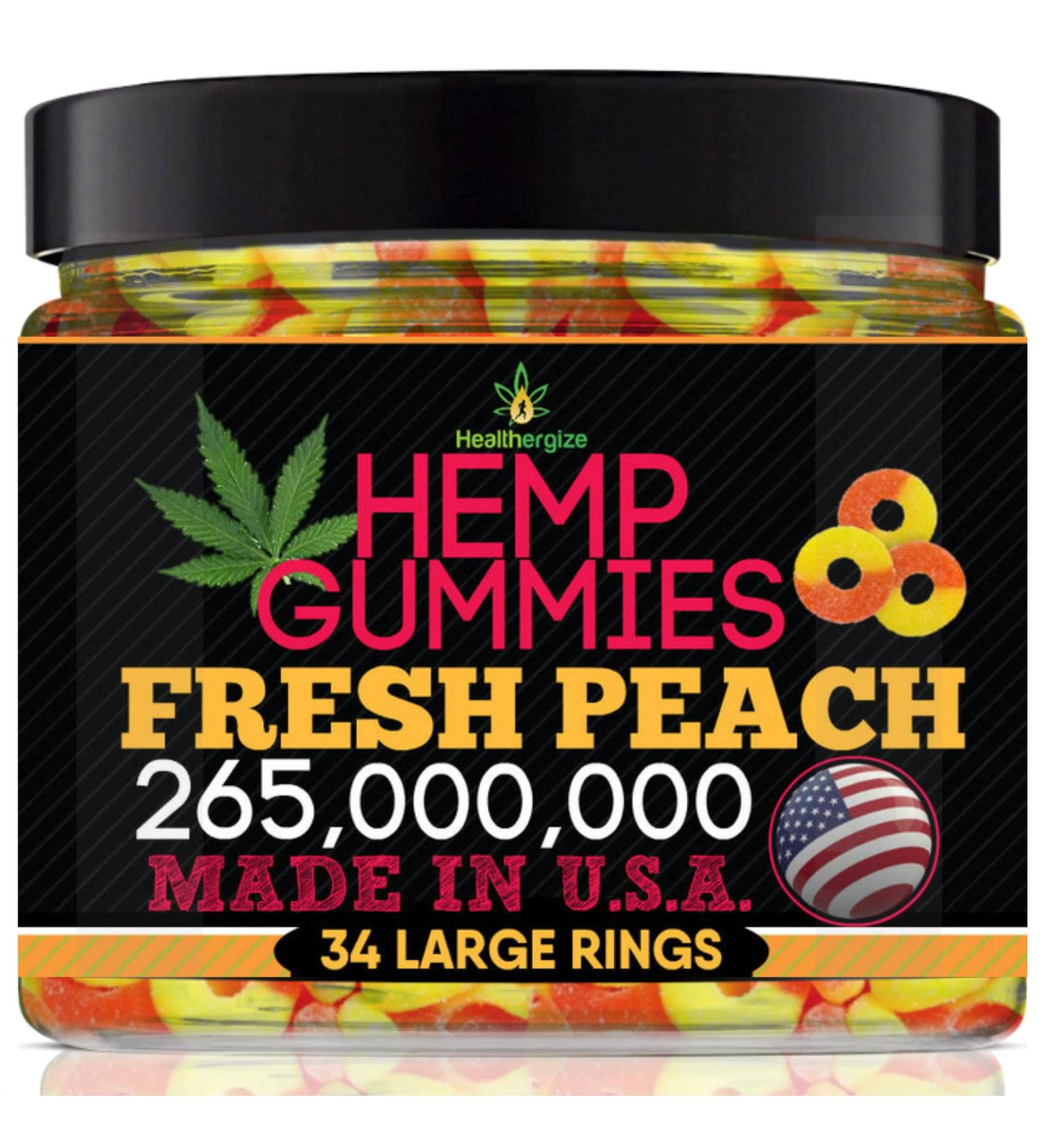 Premium Hemp Gummies-Fresh Peach Rings Gummy-Natural Hemp Oil Infused-Full Tasty Flavor-Best for Peace and Relaxation-Great Party Candy-Made in USA BREEZY PEACH - Buy Online on GoSupps.com