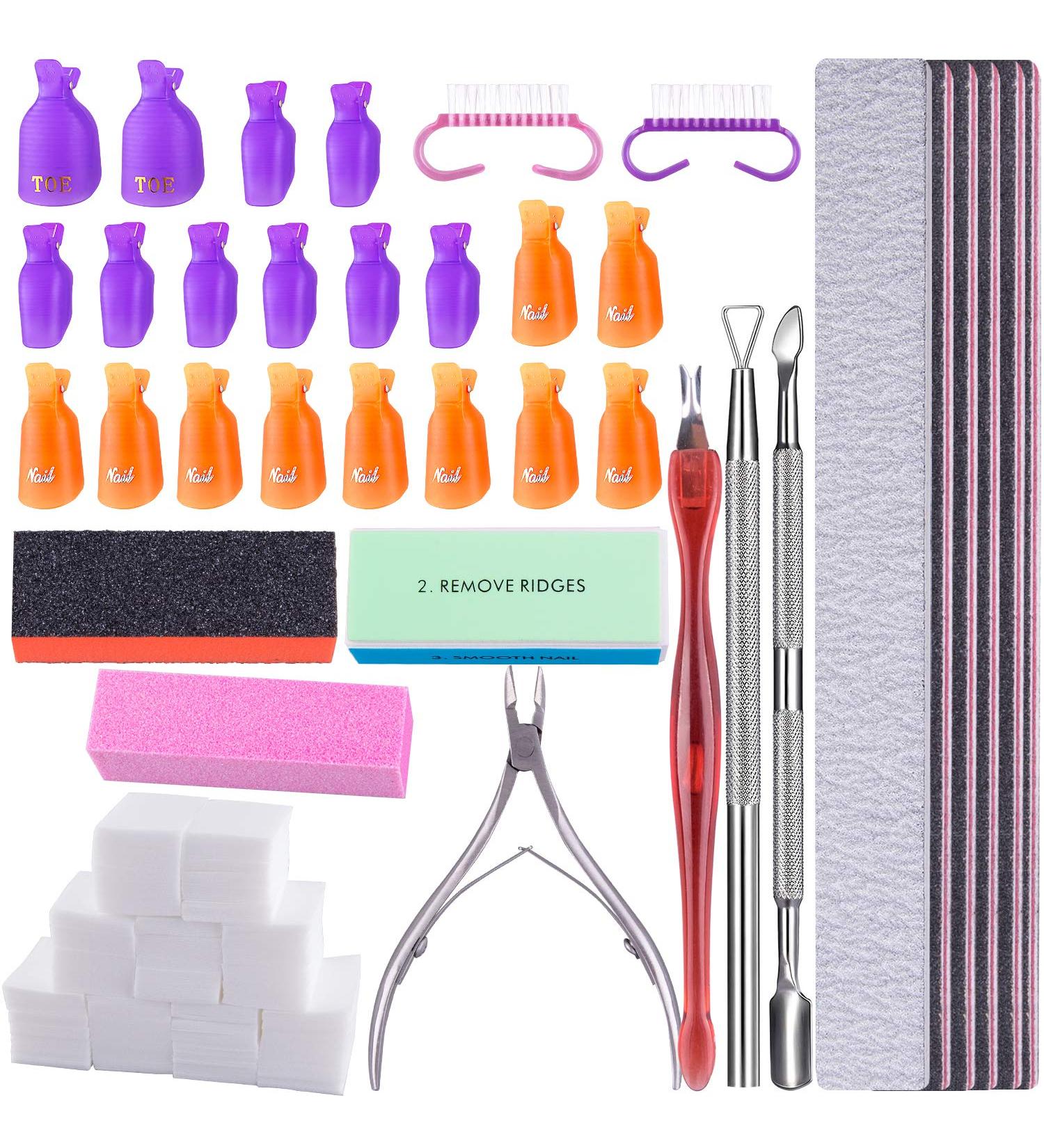 SIQUK Nail Polish Remover Kit - 700 Cotton Pads, 20 Nail Clips, Files, Cuticle Set, Brushes, Blocks & Tools - Buy Online on GoSupps.com