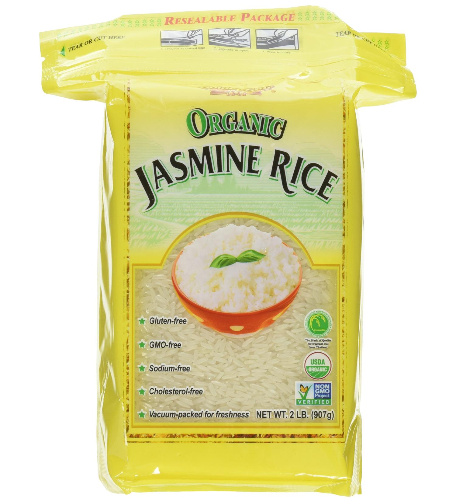 Golden Star Organic Jasmine Rice 2 lb (Pack of 2) - Gluten Free & GMO Free - Buy Online on GoSupps.com
