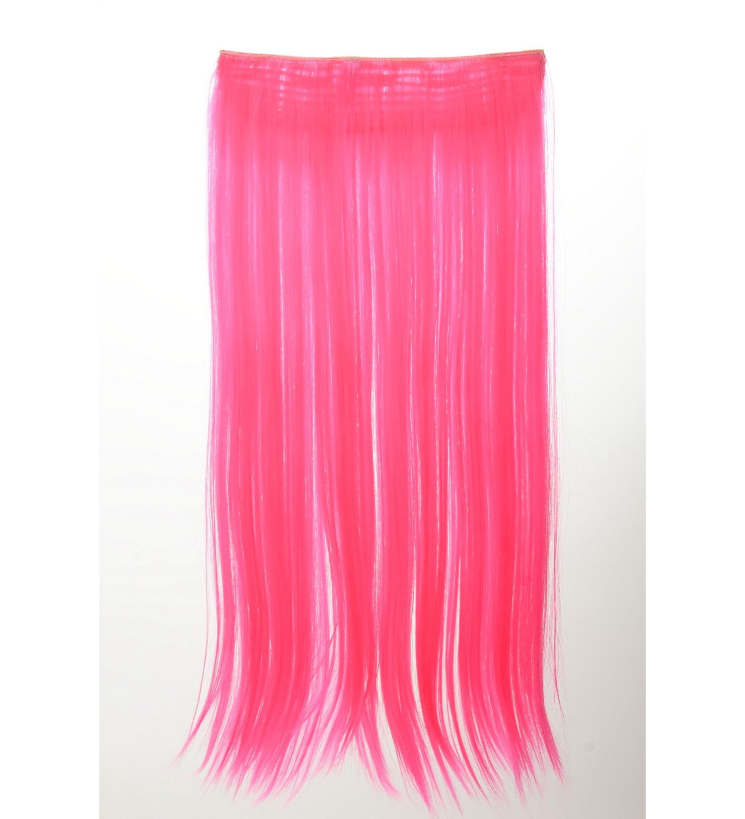 WIG ME UP - YZF-3177-TF2315 Hairpiece Halfwig (half wig) 5 Microclip Clip-In Extension wide full back of head long straight extreme bright neon colours pink 23inch - Buy Online on GoSupps.com