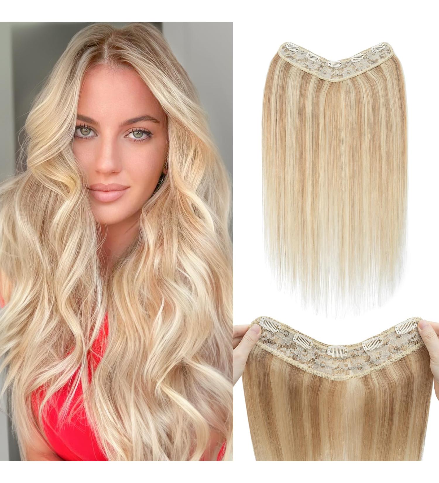 Benehair Clip in Human Hair Extensions One Piece Real Human Clip in Hair Extensions 14 Inches 55g Camel Mixed Light Blond Real Human Hair Extension Upgraded V Type Clip in Hair Extension for Women - Buy Online on GoSupps.com