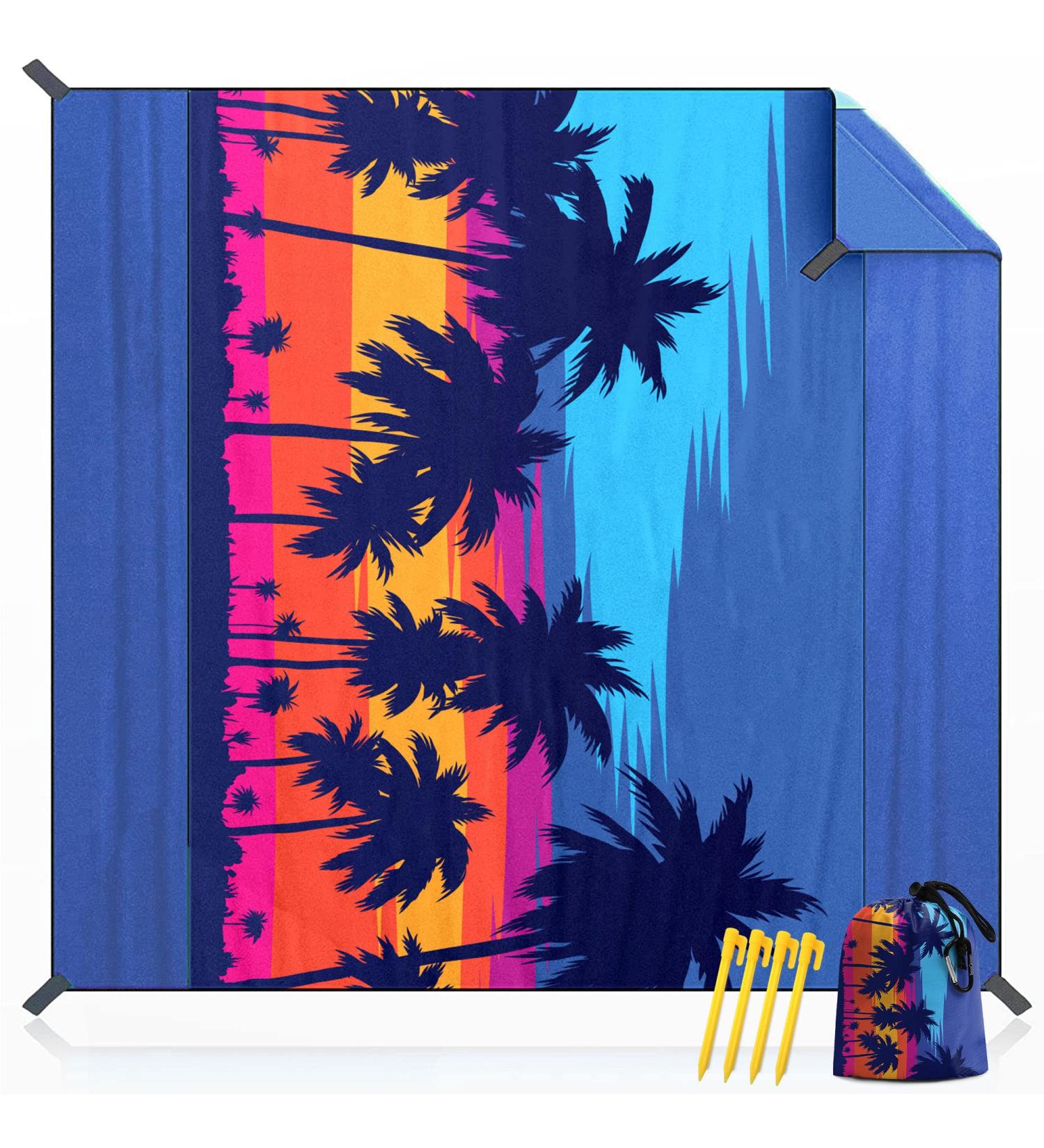 BeeGreen Sandproof Beach Blanket with Corner Pockets & 4 Stakes Lightweight for Vacation Travel Camping Blue Tree - Buy Online on GoSupps.com