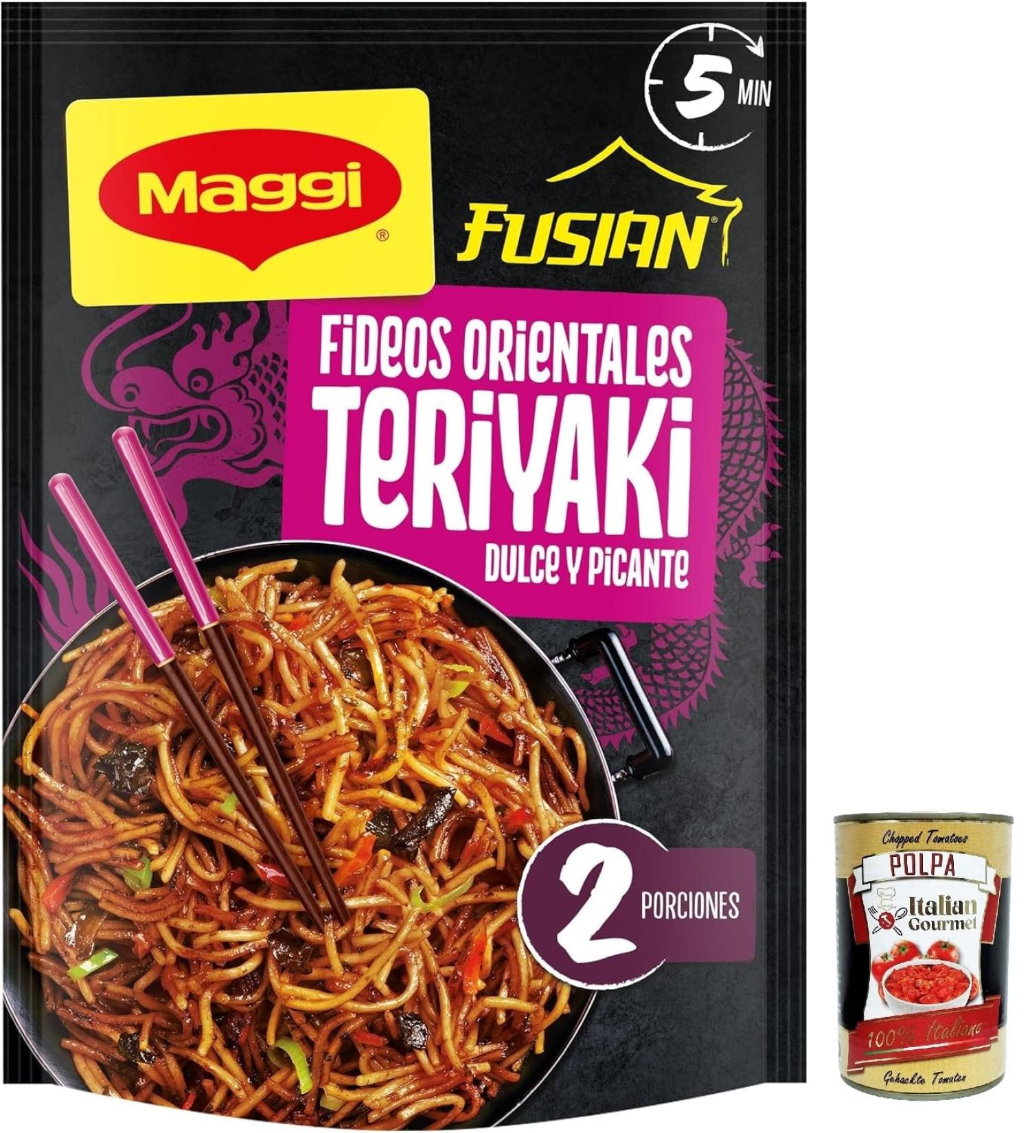  Italian Gourmet E.R. MAGGI FUSIAN ORIENTAL NOODLES TERIYAKI FLAVOR Pack of 3 instant noodles with teriyaki sauce 130g + Italian Gourmet Polpa 400g - Buy Online on GoSupps.com