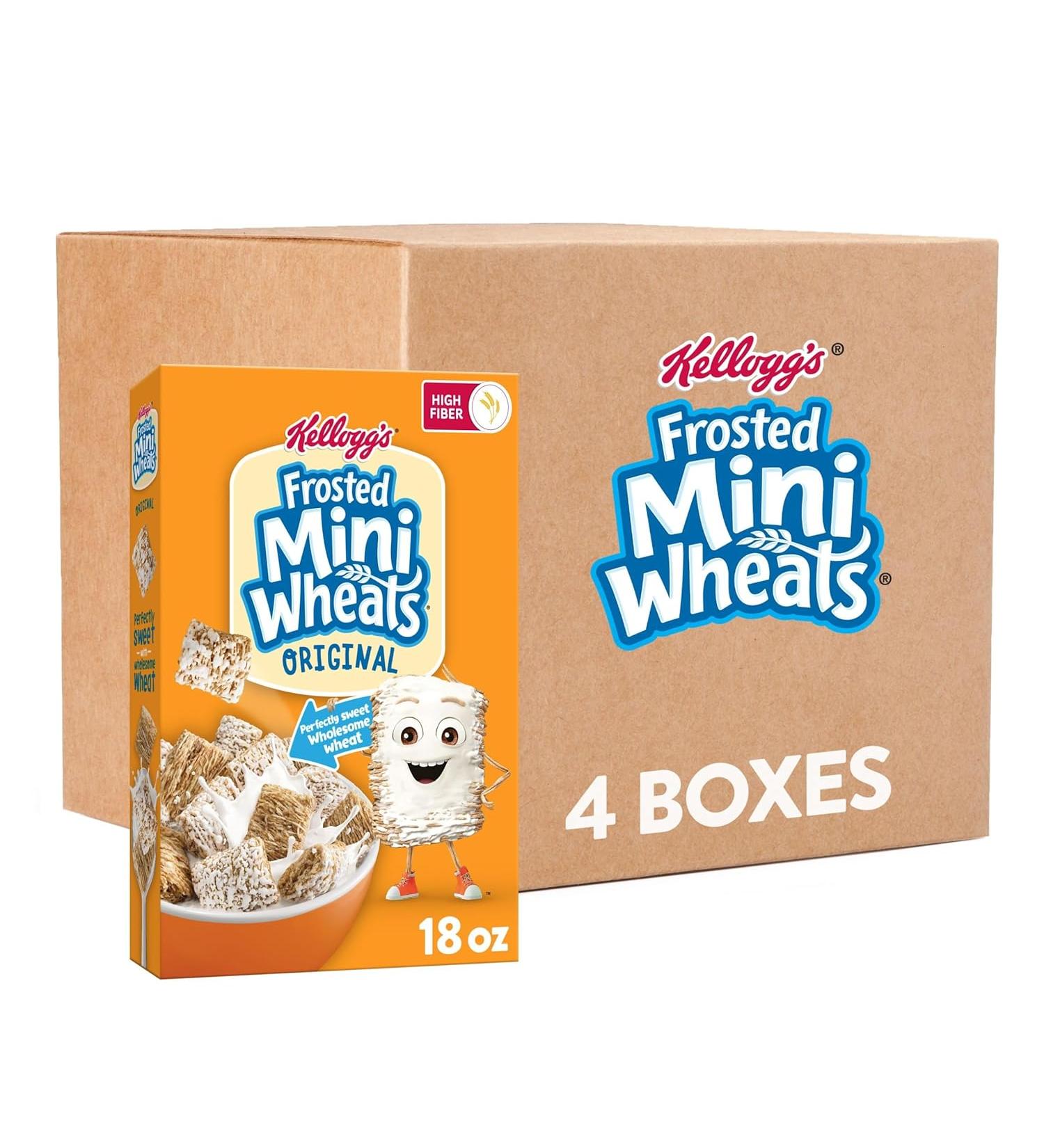 Kellogg's Frosted Mini Wheats Cereal 18 oz (Pack of 4) | Whole Grain, High Fiber Breakfast Staple - Buy Online on GoSupps.com
