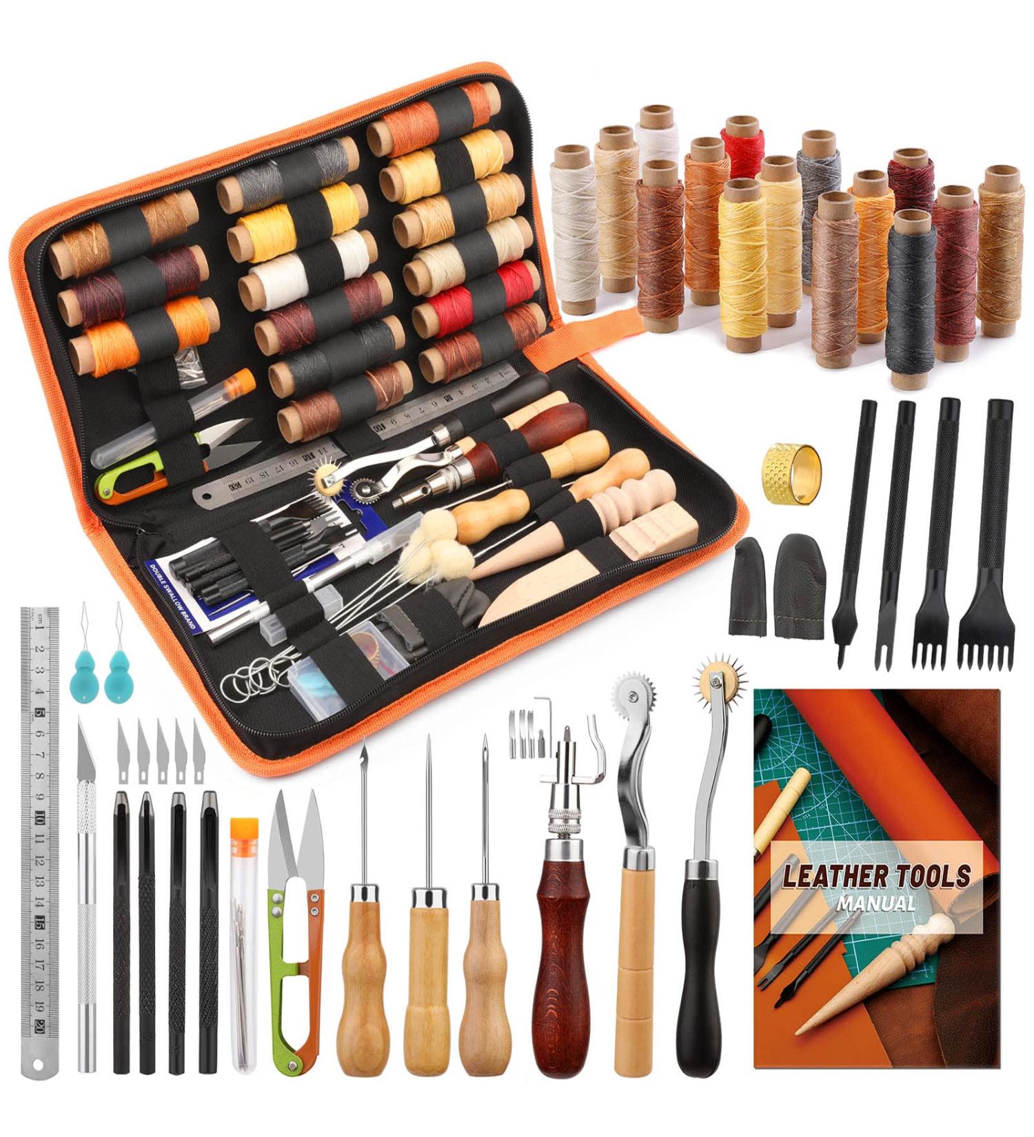 Leather Working Tools Kit | BUTUZE Leather Craft Set for Beginners | Includes Thread, Awl, Punch Hole, Groover | Perfect Gift for Adults - Buy Online on GoSupps.com