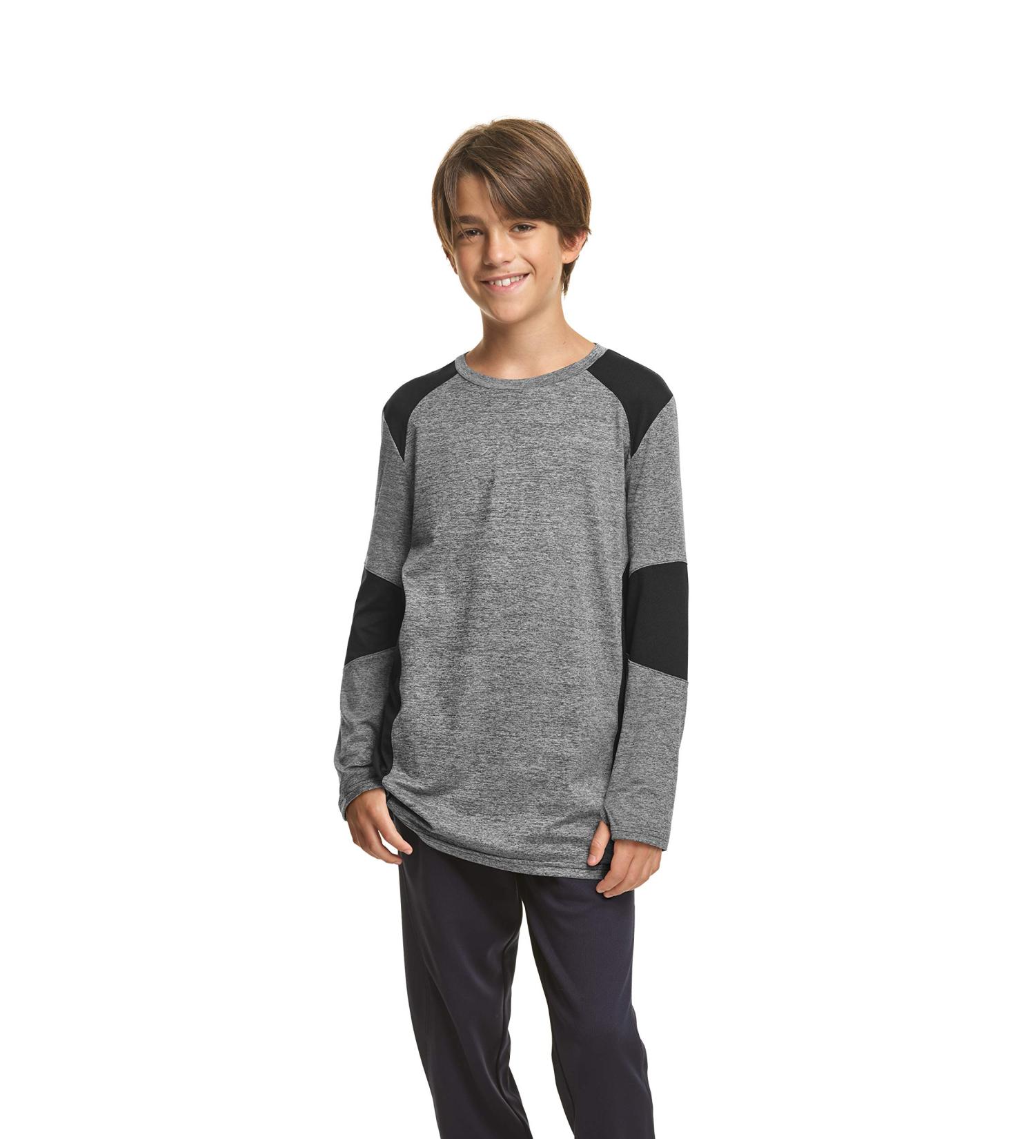C9 Champion Boys' Color Blocked Long Sleeve T-Shirt - Large Ebony Heather - Buy Online on GoSupps.com