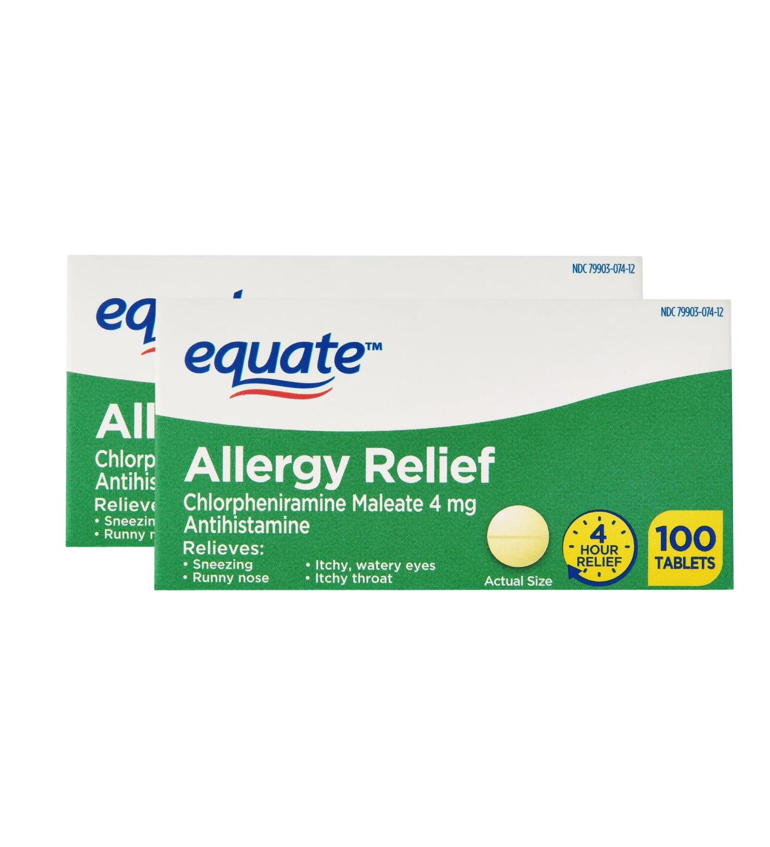 Allergy Relief Tablets 4 mg Chlorpheniramine Maleate | Antihistamine | 100 Tablets | Sneezing Runny Nose & Itchy Eyes Relief | Pack of 2 - Buy Online on GoSupps.com