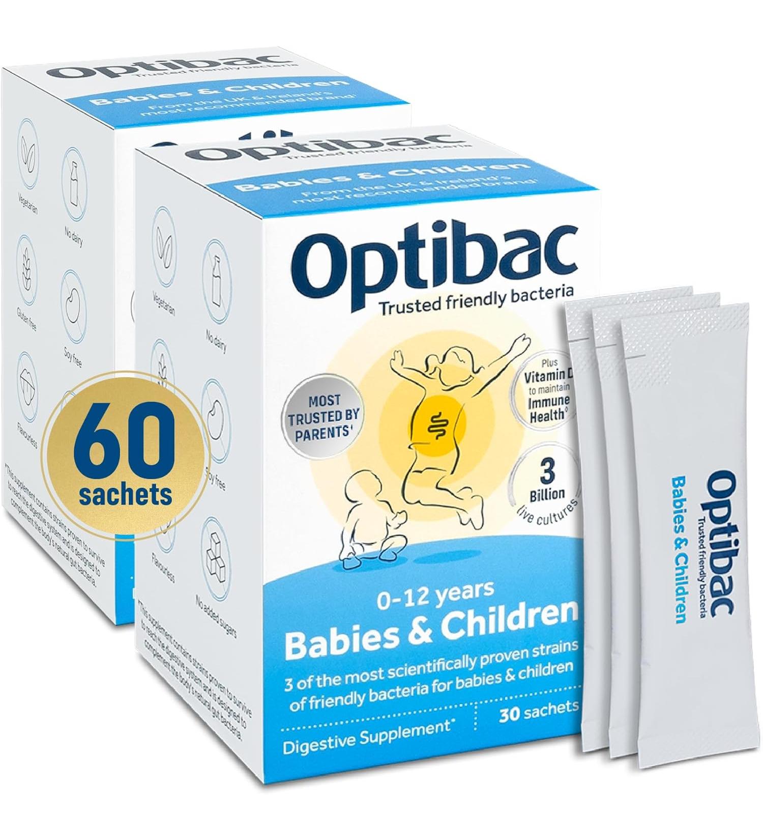 OptiBac Probiotics Babies & Children - Probiotic for Immune System Support - Pack of 2 - 30 Sachets - Buy Online on GoSupps.com