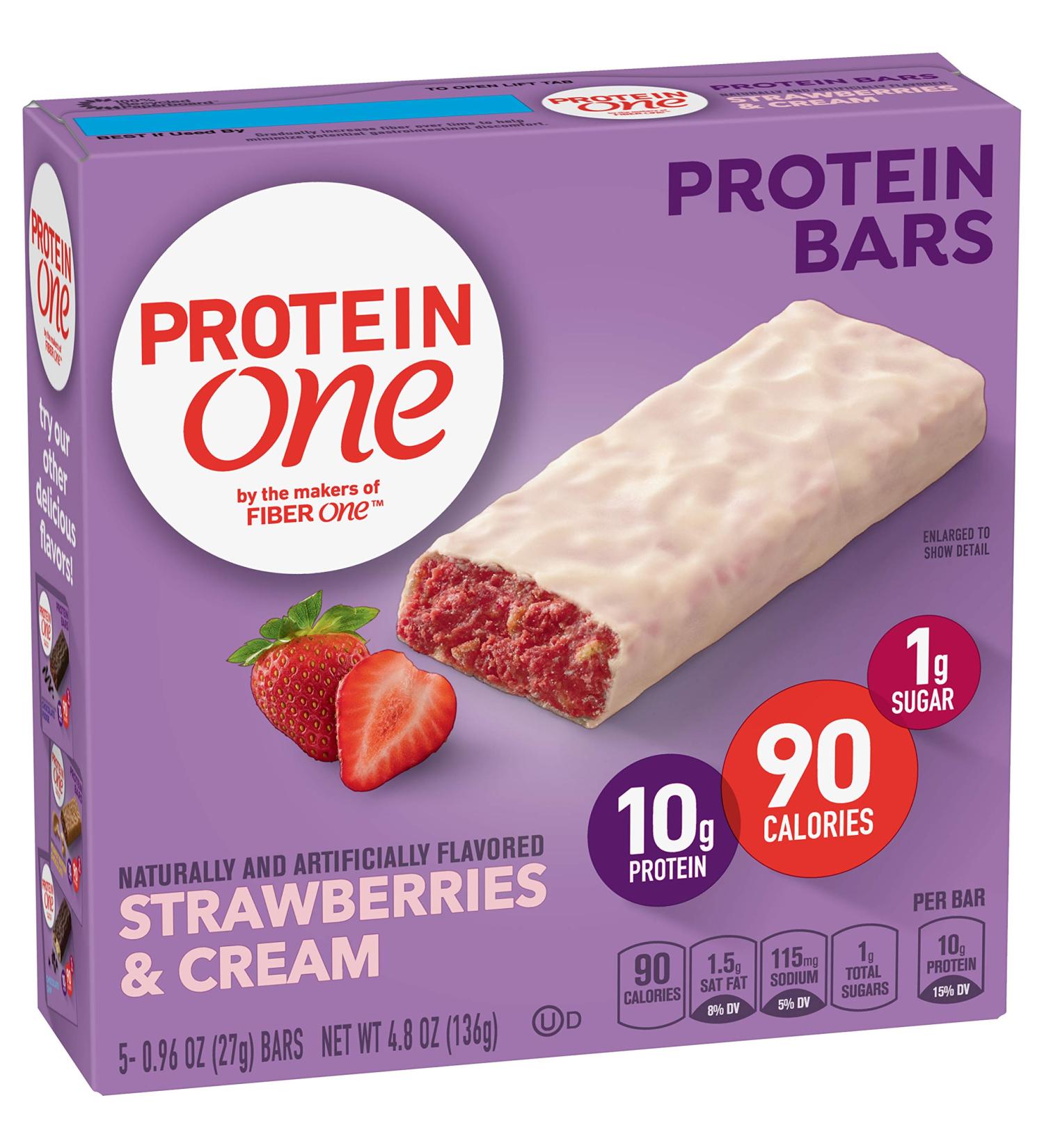 Protein One 90 Calorie Protein Bar Strawberries & Cream 4.8 Ounce (5 Count) - Buy Online on GoSupps.com