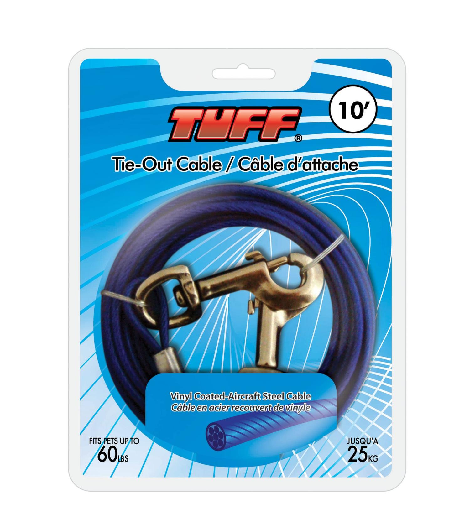 Tuff Tie Out Cable for Dogs Weather Resistant Tangle Resistant Extra Strong Horse Steel Snaps Durable and Long Lasting Made with Vinyl Coated Aircraft Cable (S/M Up to 60 lbs 10 ft Length) - Buy Online on GoSupps.com