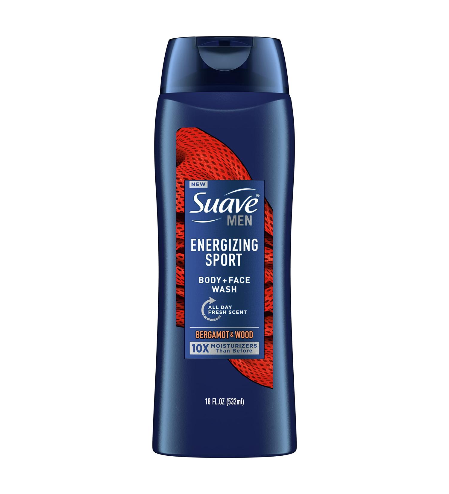 Suave Men Face & Body Wash - Energizing Sport Formula for Moisturized Skin | 18 oz All-Day Fresh Scent - Buy Online on GoSupps.com