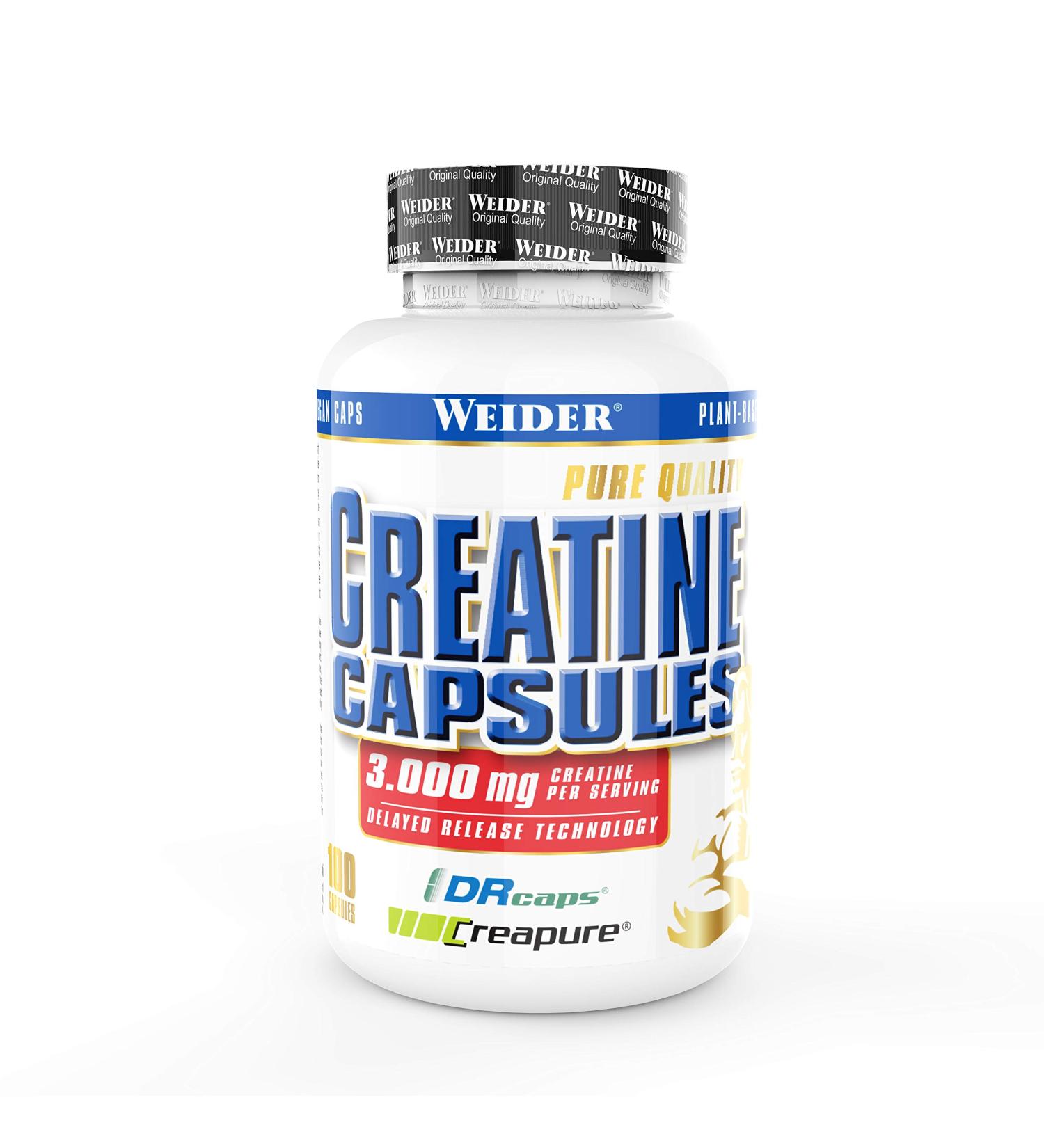 WEIDER Creatine Capsules - Premium Creapure Creatine Monohydrate for Strength Training | 100 Capsules (1 Pack) - Buy Online on GoSupps.com
