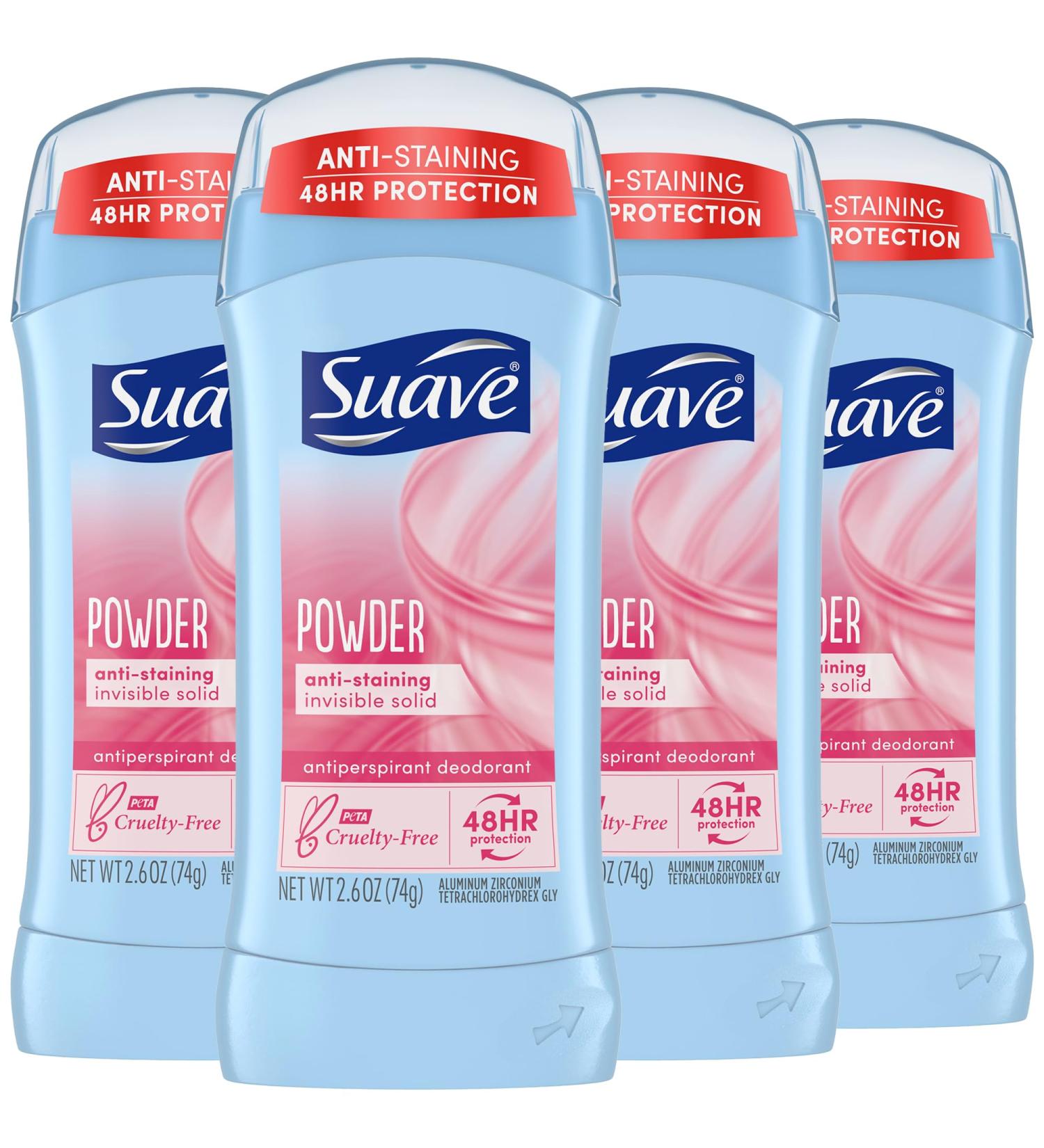 Suave Deodorant for Women Powder Scent 4-Pack Antiperspirant Deodorant with 24H Sweat & Odor Protection 2.7 Oz Ea powder 5.2 Ounce (Pack of 4) - Buy Online on GoSupps.com