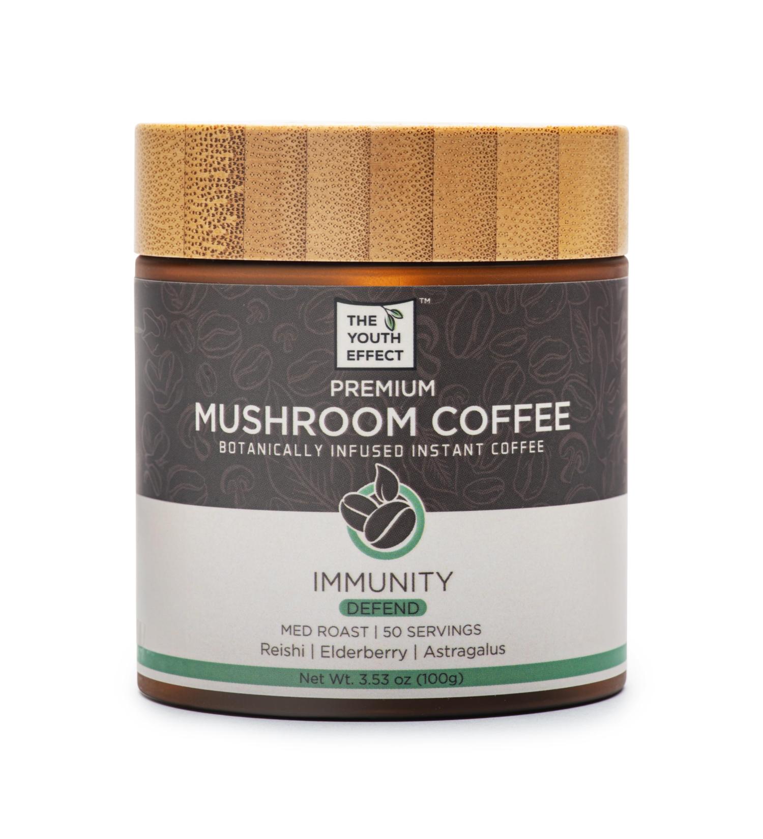 The Youth Effect Mushroom Defend Coffee Infused with Organic Reishi Elderberry & Astragalus. Adaptogens for All-Day Mind Relief & Immune Support Low Caffeine Coffee Substitute. (Adaptogenic Coffee Organic Mushrooms 100g 50 Servings MADE IN CANADA) - Buy Online on GoSupps.com