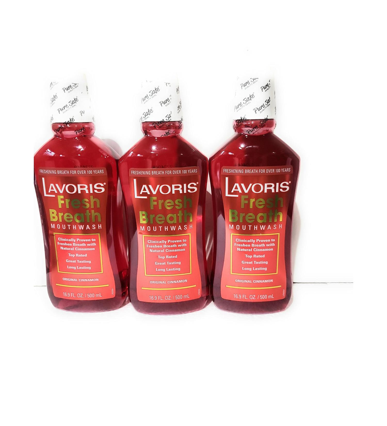 Original Cinnamon Lavoris Fresh Breath Mouthwash - 3 Pack of 16.9 oz Bottles