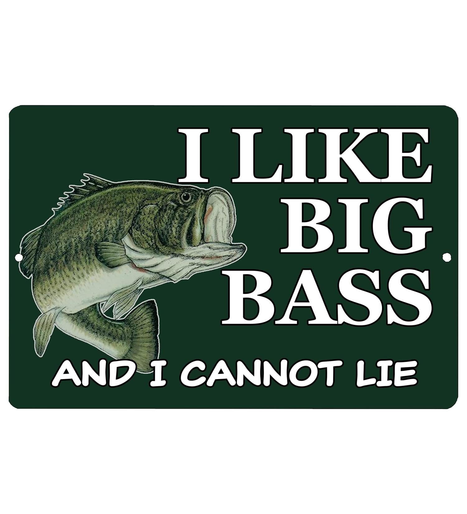Rogue River Tactical Funny Fishing Metal Tin Sign Wall Decor Man Cave Bar I Like Big Bass - Buy Online on GoSupps.com