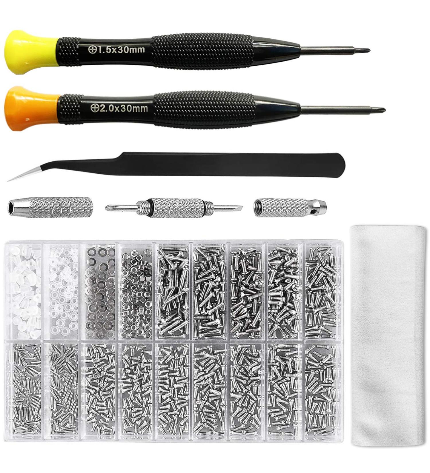 Eyeglass Repair Kit with 1000 Screws, Screwdriver, Cloth & Tweezers - for Eyeglasses & Sunglasses - Buy Online on GoSupps.com