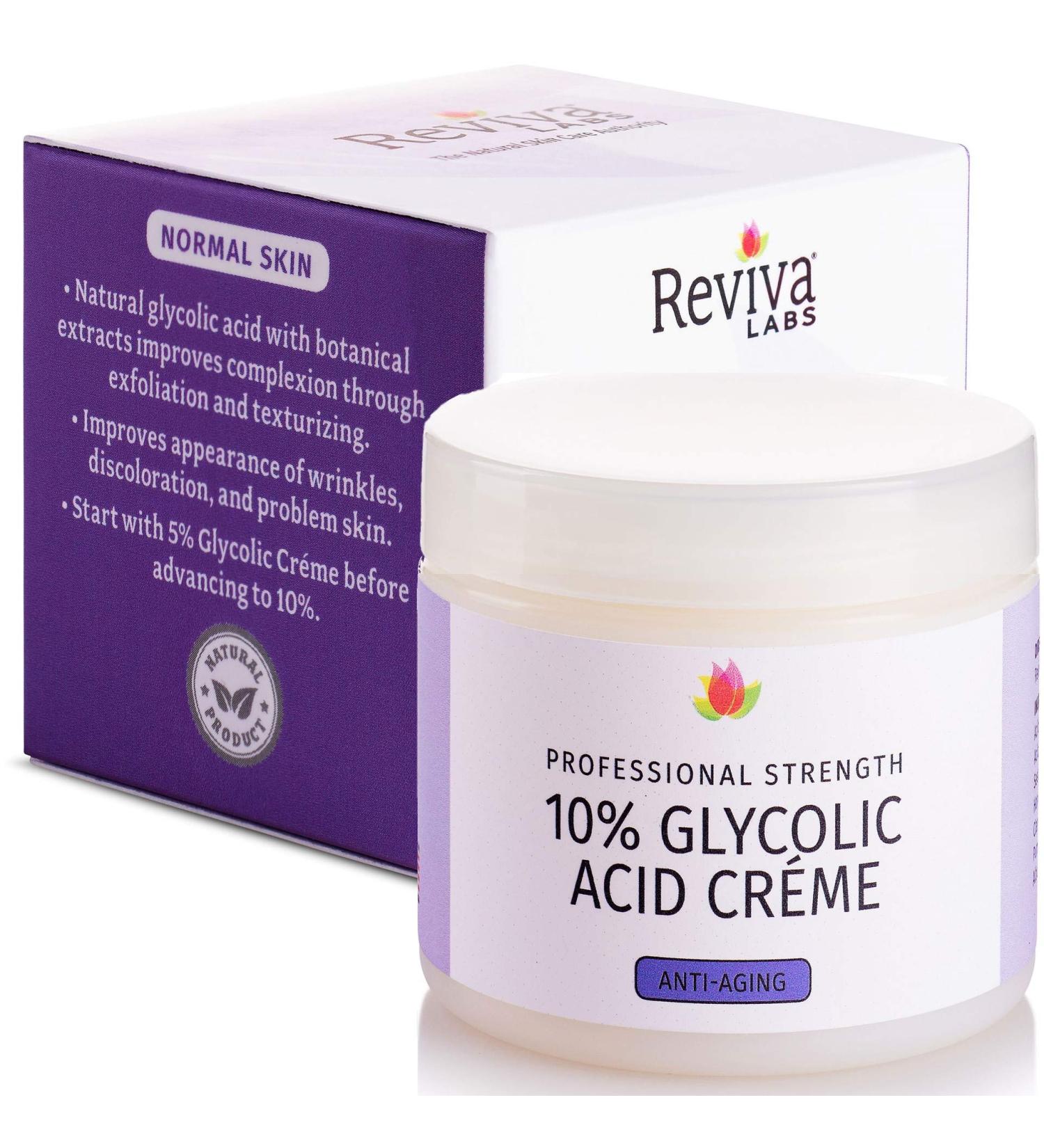 10% Glycolic Acid Daily Moisturizer | Reviva Labs | Natural AHA Exfoliating Cream for Smooth Skin - Buy Online on GoSupps.com