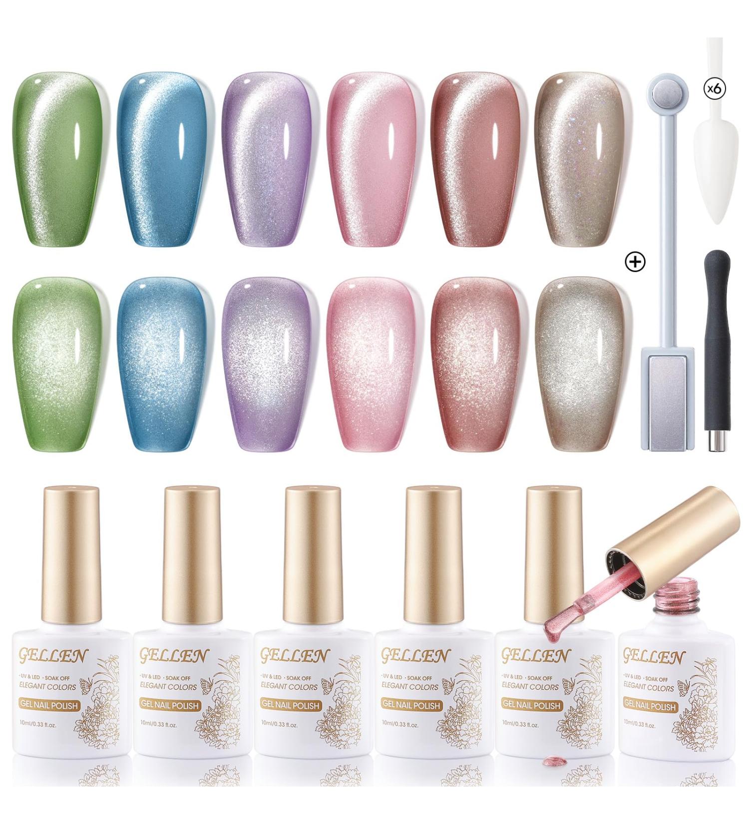 Gellen Cat Eye Gel Nail Polish Kit - Makaron Cat Eye Gel Polish Kit 6 Colors Soak off UV LED Nail Gel Kit 10ml Makaron Series - Buy Online on GoSupps.com
