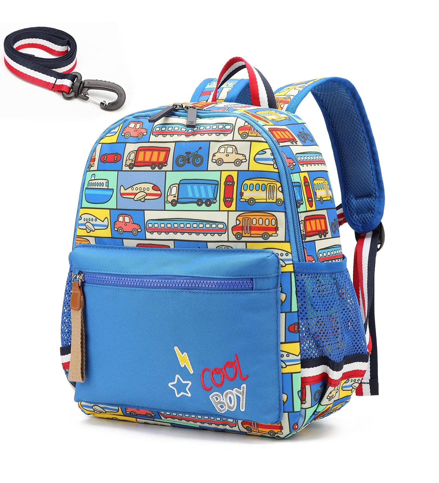 Willikiva Cartoon Bus Kindergarten Backpack with Leash | Waterproof Preschool Toddler Backpack for Boys and Girls (Car) - Buy Online on GoSupps.com
