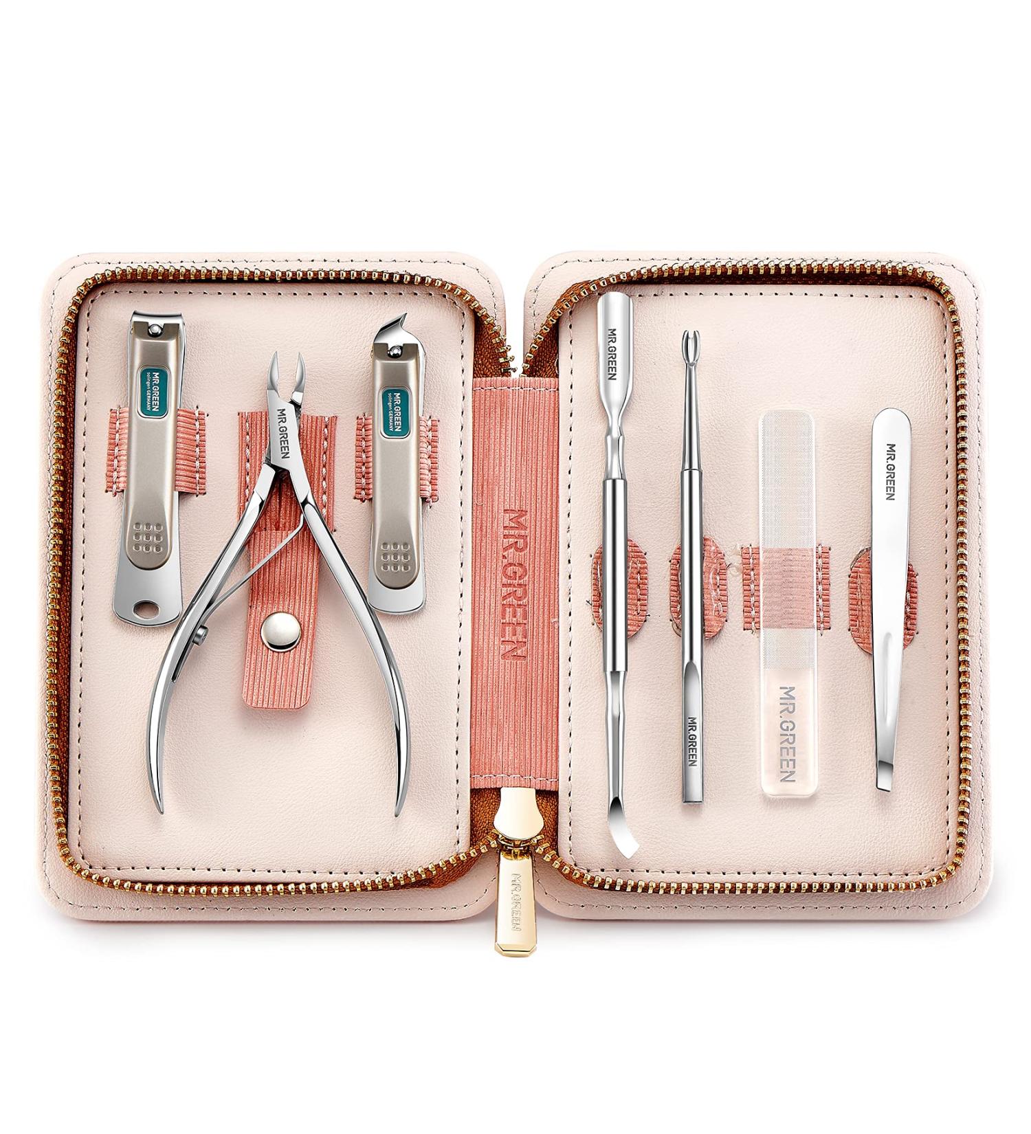MR.GREEN 7in1 Manicure Set - Stainless Steel Professional Nail Clippers & Pedicure Tools with Travel Case (Mr-6032) - Buy Online on GoSupps.com
