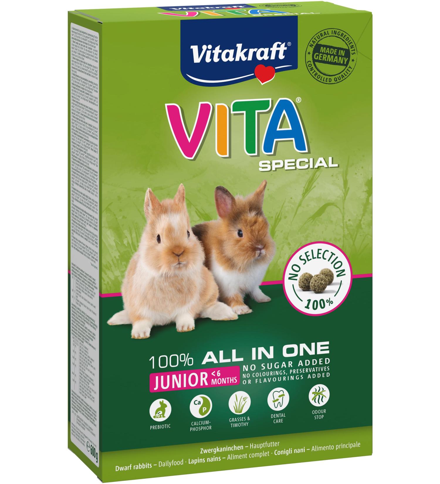 Vita Power Vita Special Junior Feed for Young Dwarf Rabbits - 600g | Herbal & Grass Blend for Optimal Digestion No Sugar or Grains - Buy Online on GoSupps.com