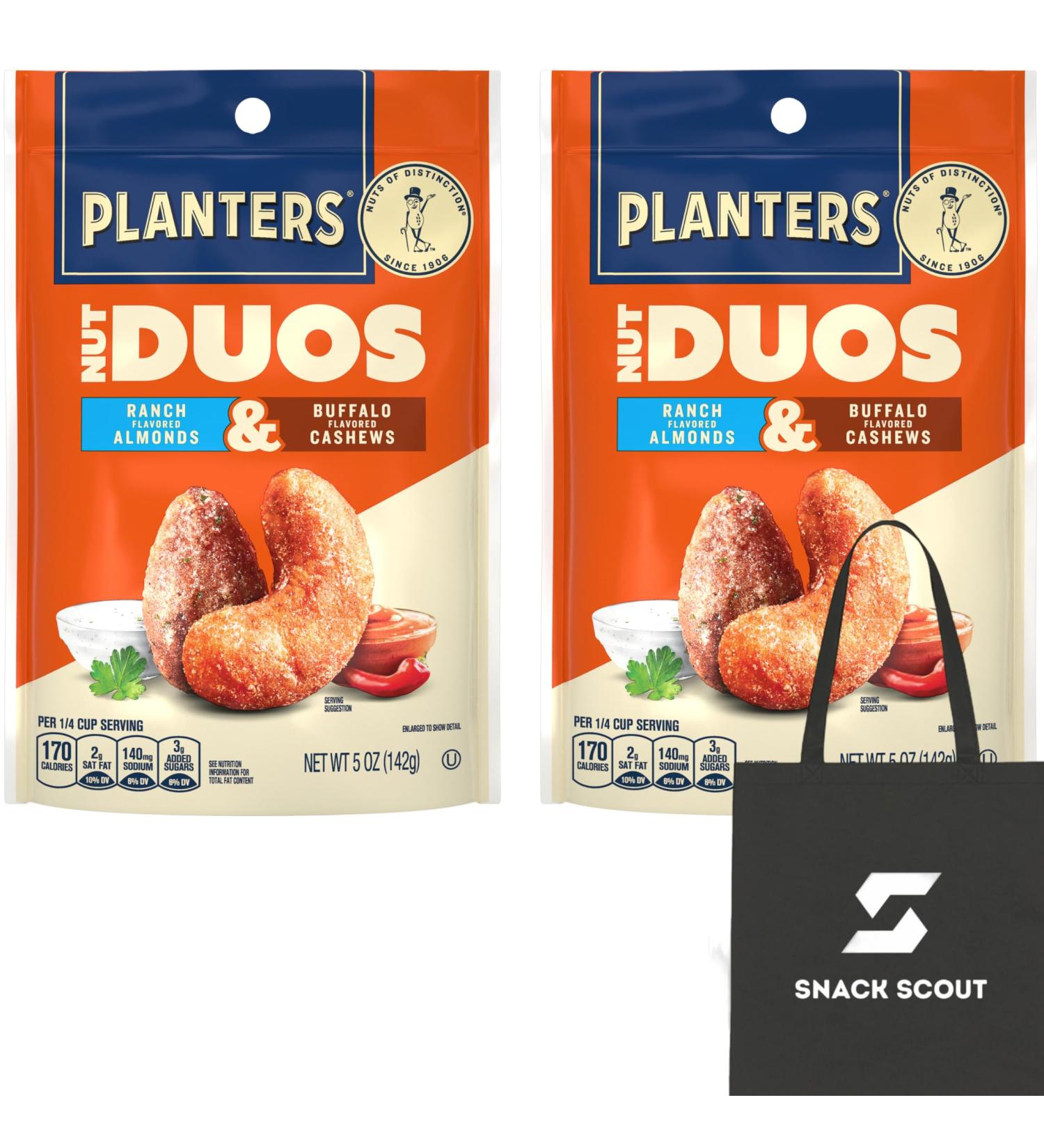 PLANTERS Nut Duos Buffalo Cashew and Ranch Almond 5 oz Resealable Bag (Pack of 2) Bundle With a Snack Scout Lunch Bag - Buy Online on GoSupps.com