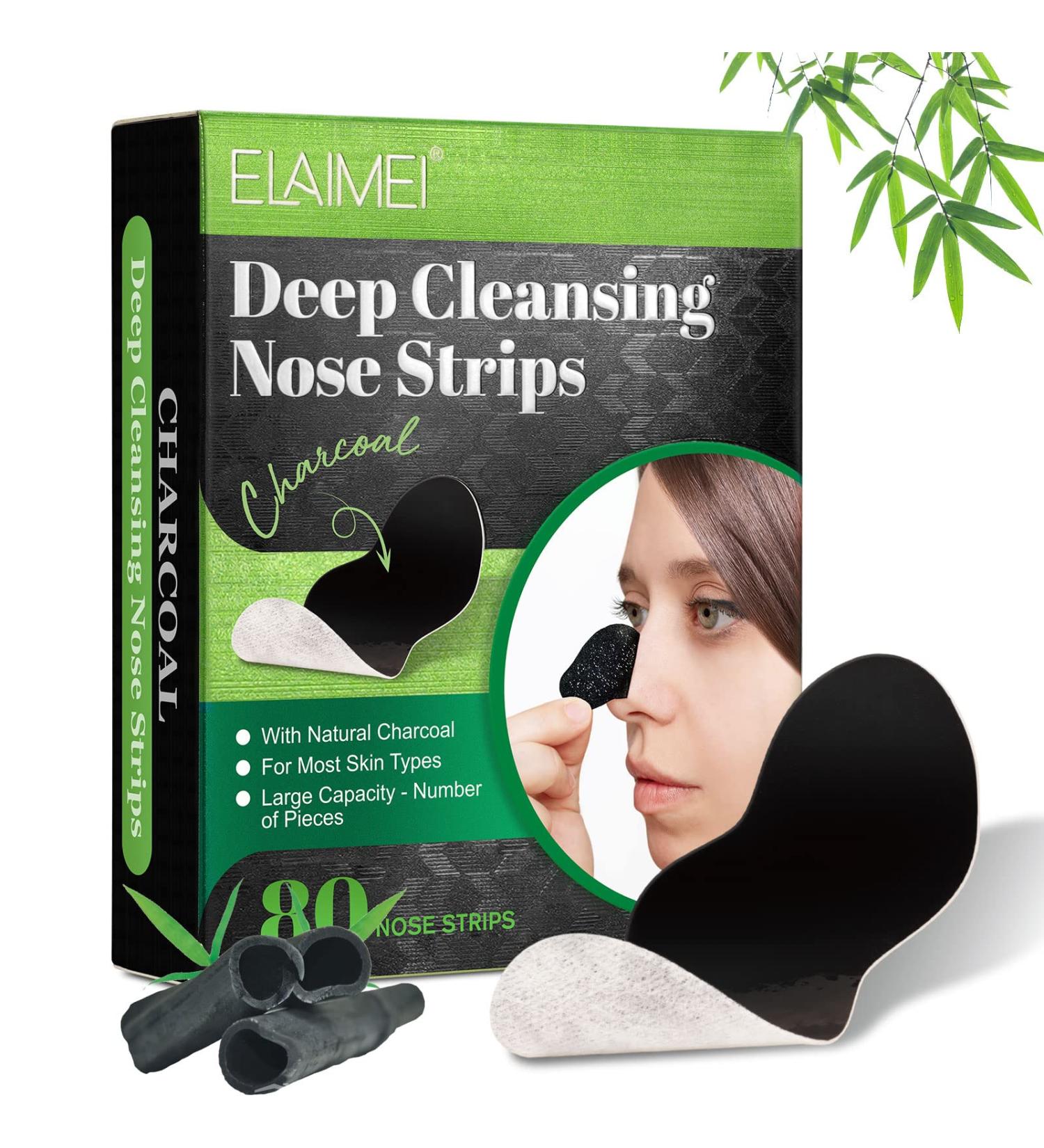 NIFEISHI Blackhead Remover Strips - 80 Charcoal Nose Strips for Deep Cleansing and Blackhead Removal on Nose and Face - Buy Online on GoSupps.com